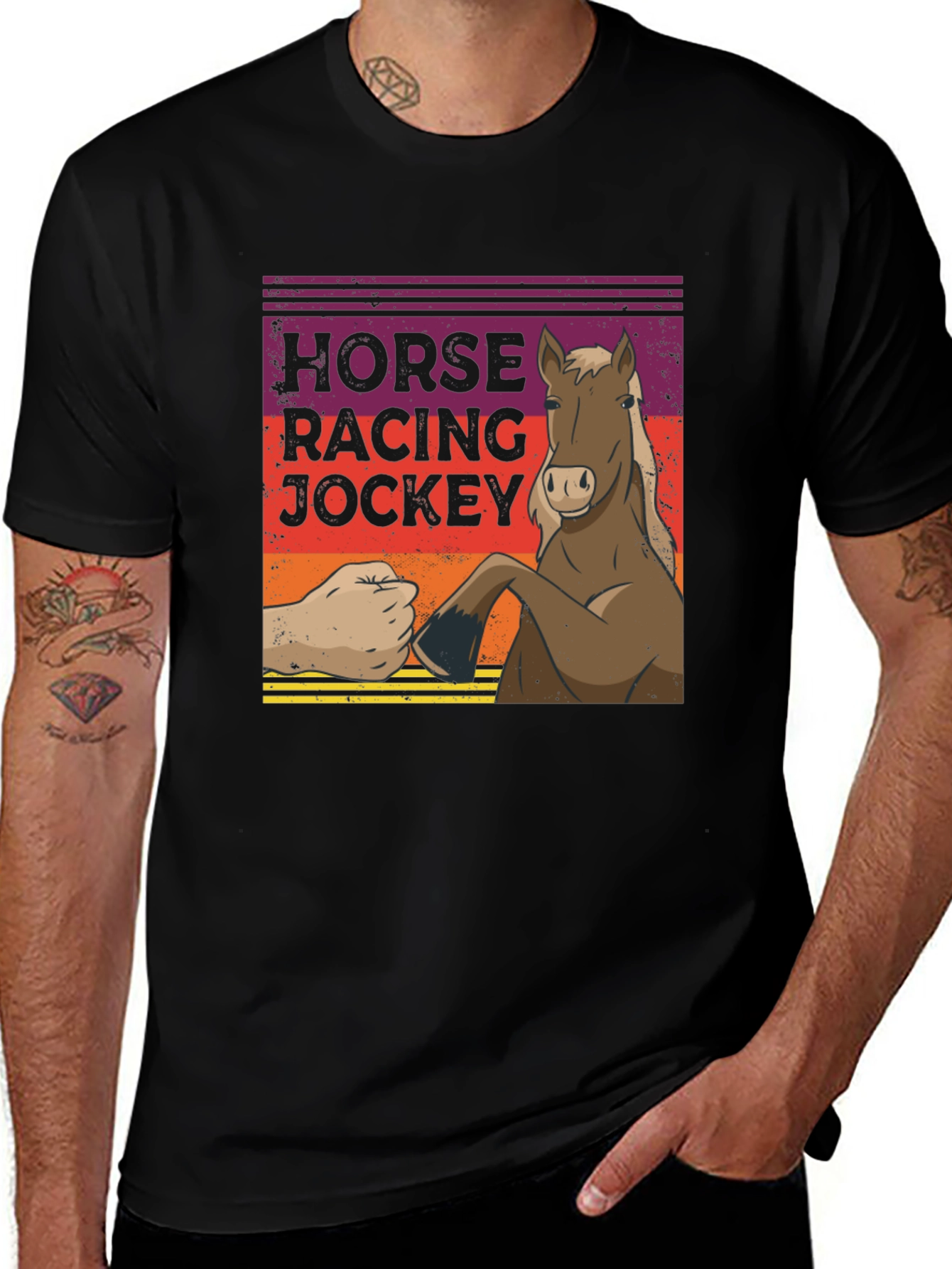 Horse Racing Jockey Fist Bump Graphic Tee