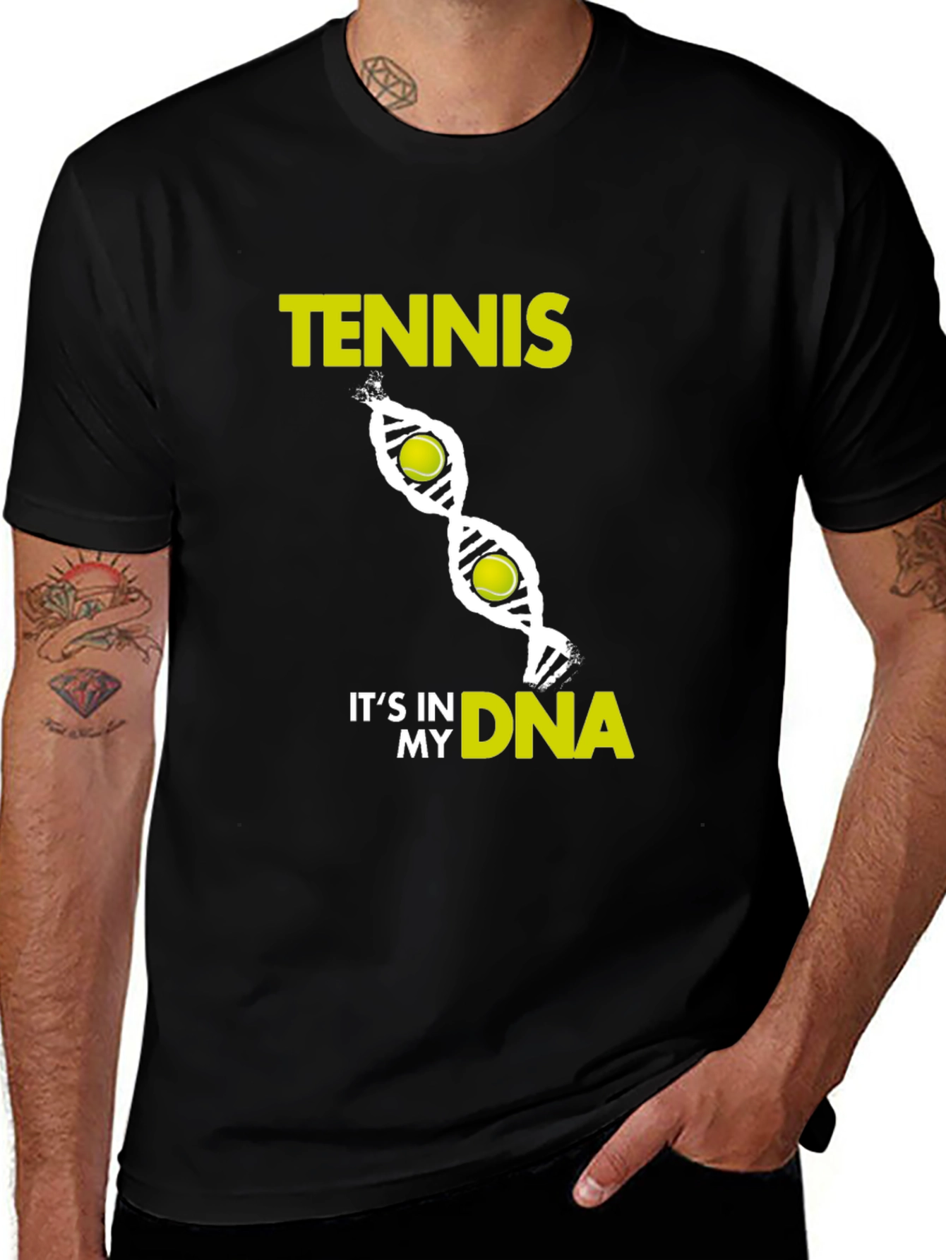 Variant 2 of Tennis DNA Black T-Shirt - Ace Your Style!