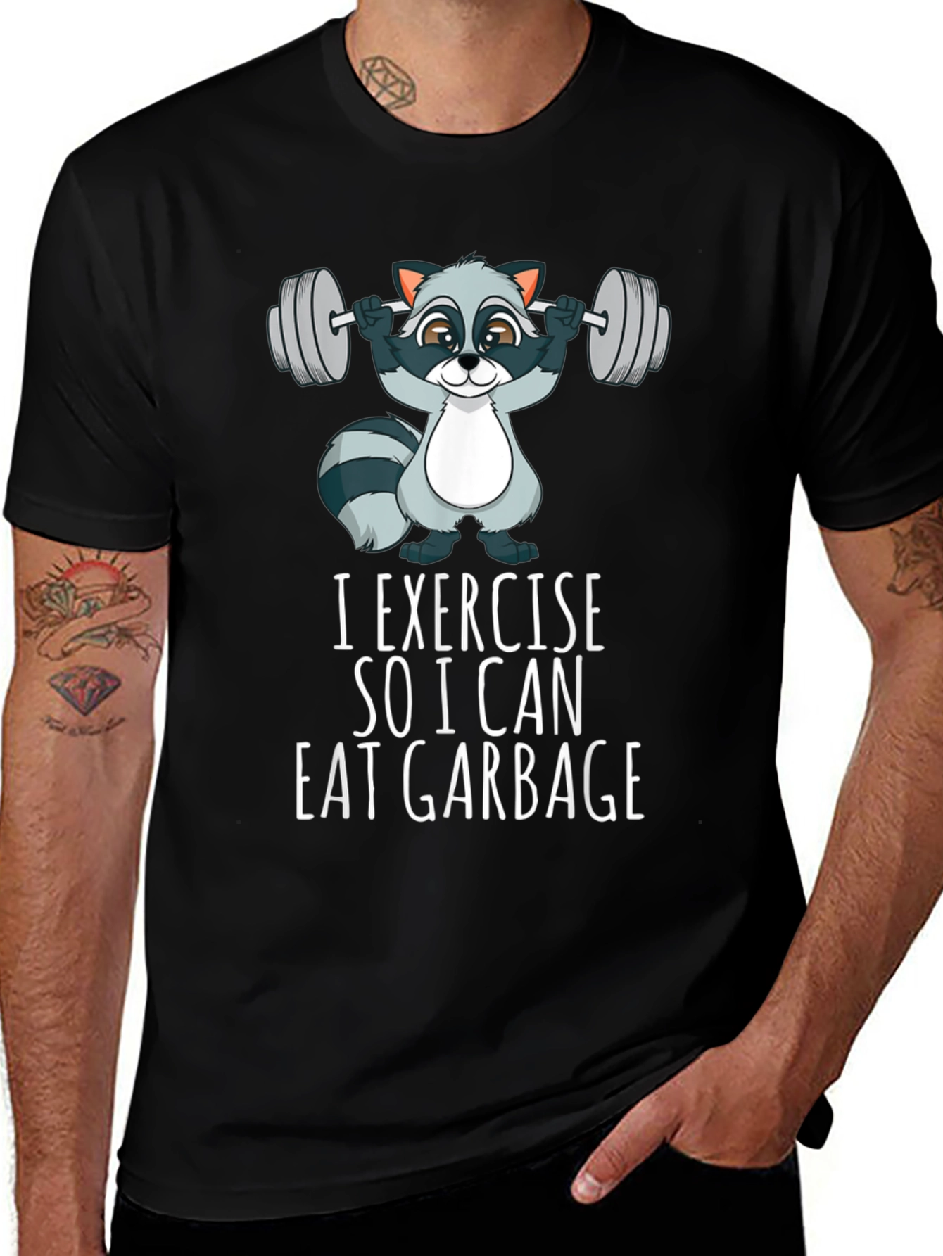 Variant 17 of I Exercise to Eat Garbage T-Shirt Funny Workout Tee
