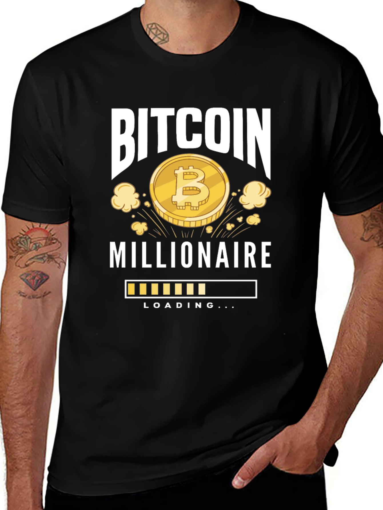 Bitcoin Millionaire Loading Black T-Shirt