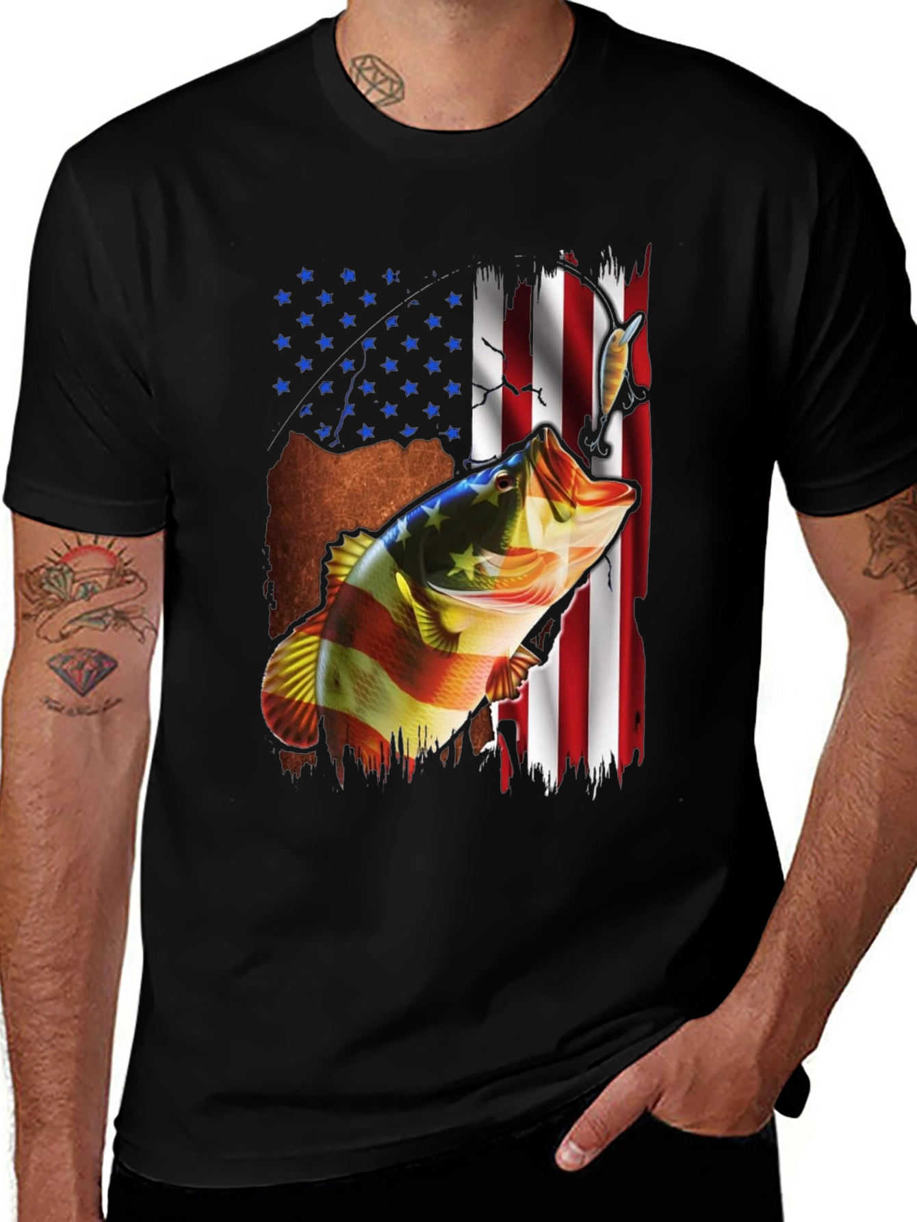 Variant 22 of American Flag Fish Graphic Tee