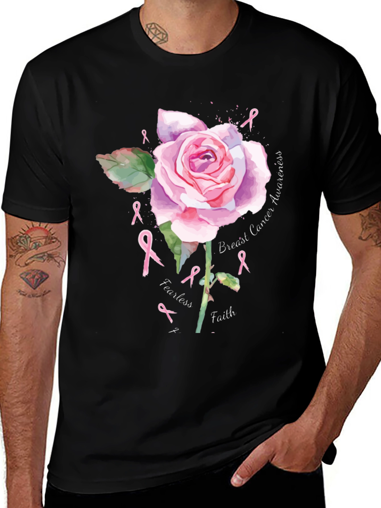 Breast Cancer Awareness Rose Graphic Tee
