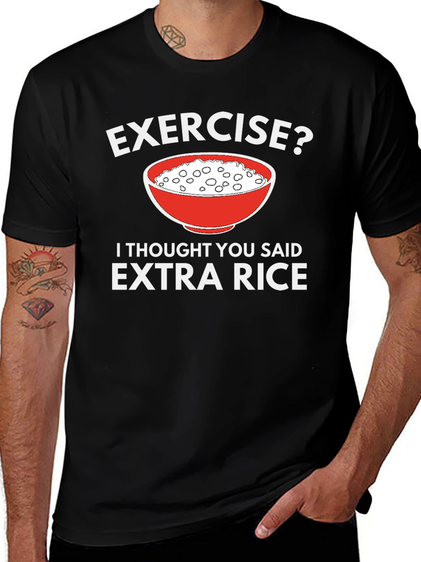 Variant 16 of Exercise? Extra Rice T-Shirt - Funny Foodie Tee