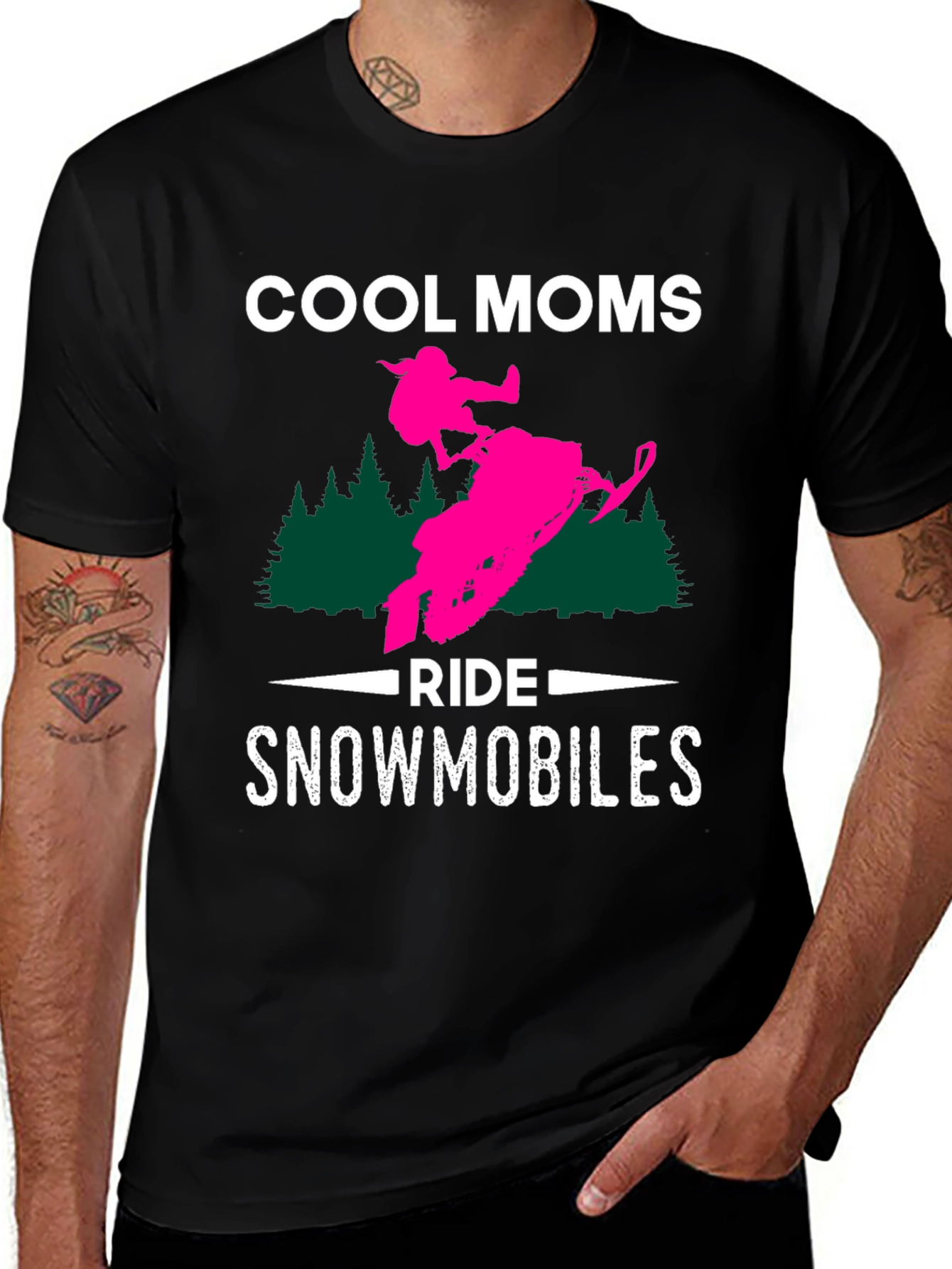 Variant 23 of Cool Moms Ride Snowmobiles Graphic T-Shirt