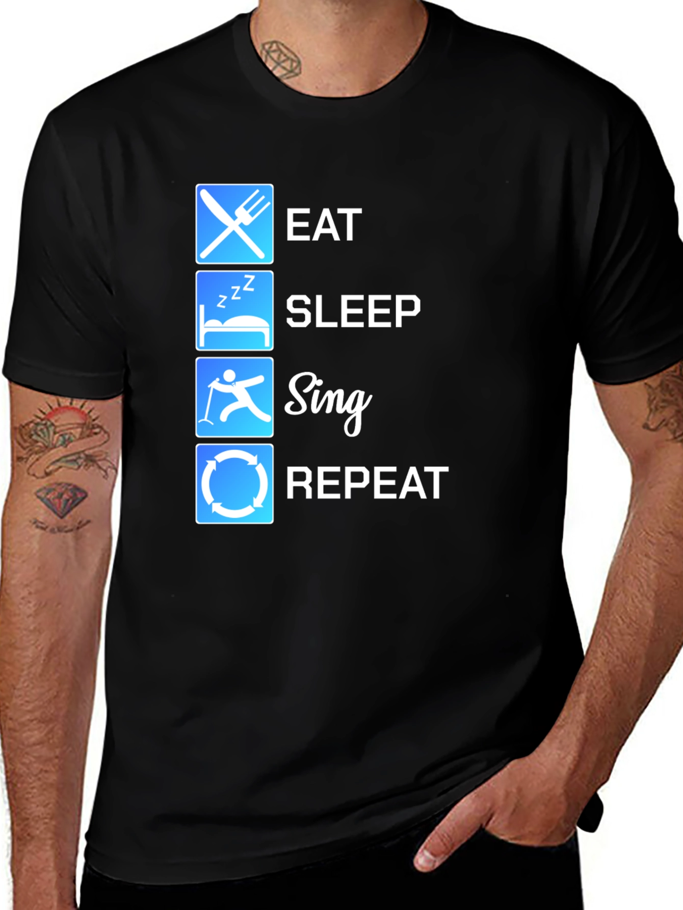 Variant 19 of Eat Sleep Sing Repeat Graphic T-Shirt