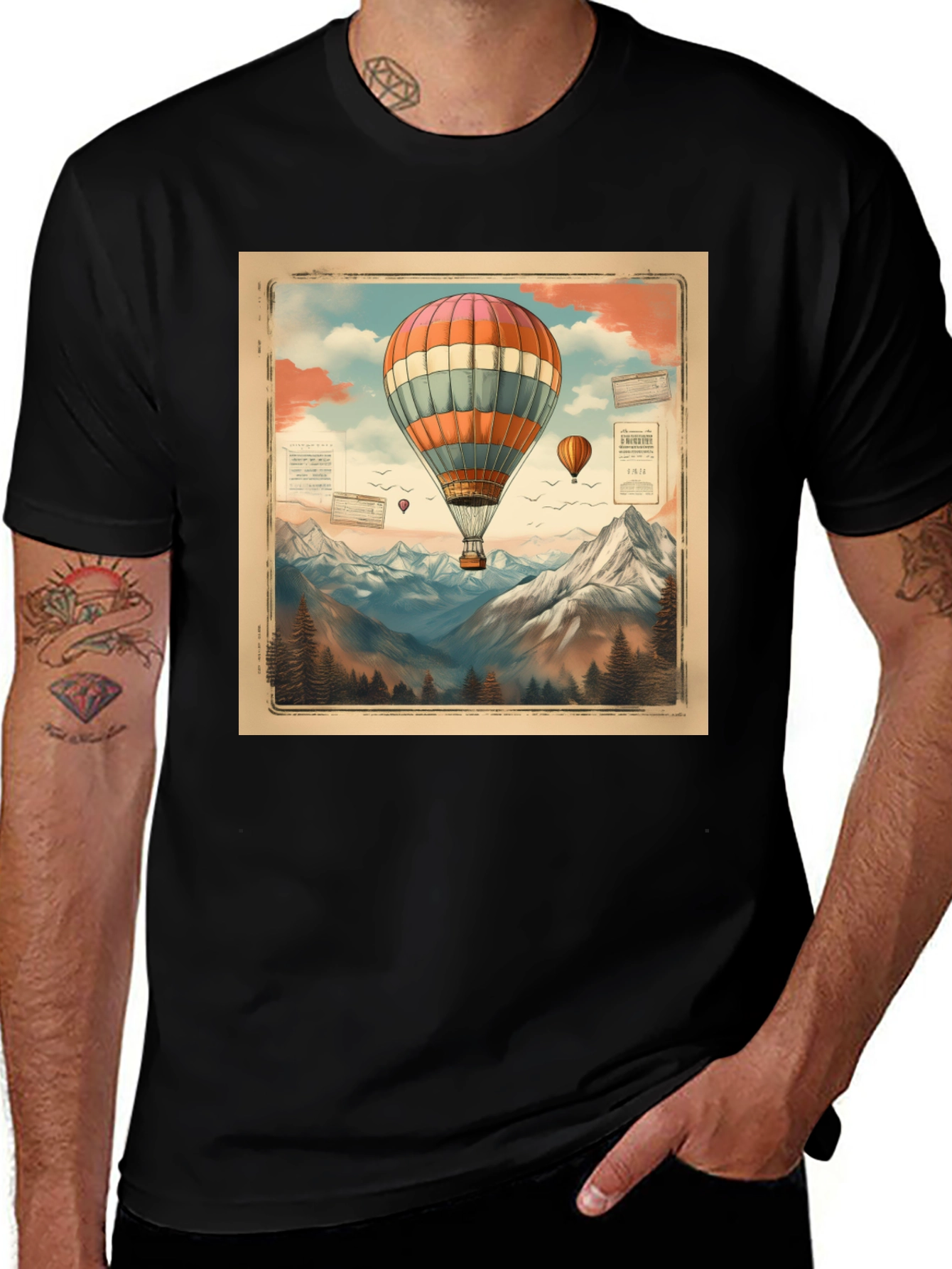 Variant 30 of Vintage Hot Air Balloon Graphic T-Shirt