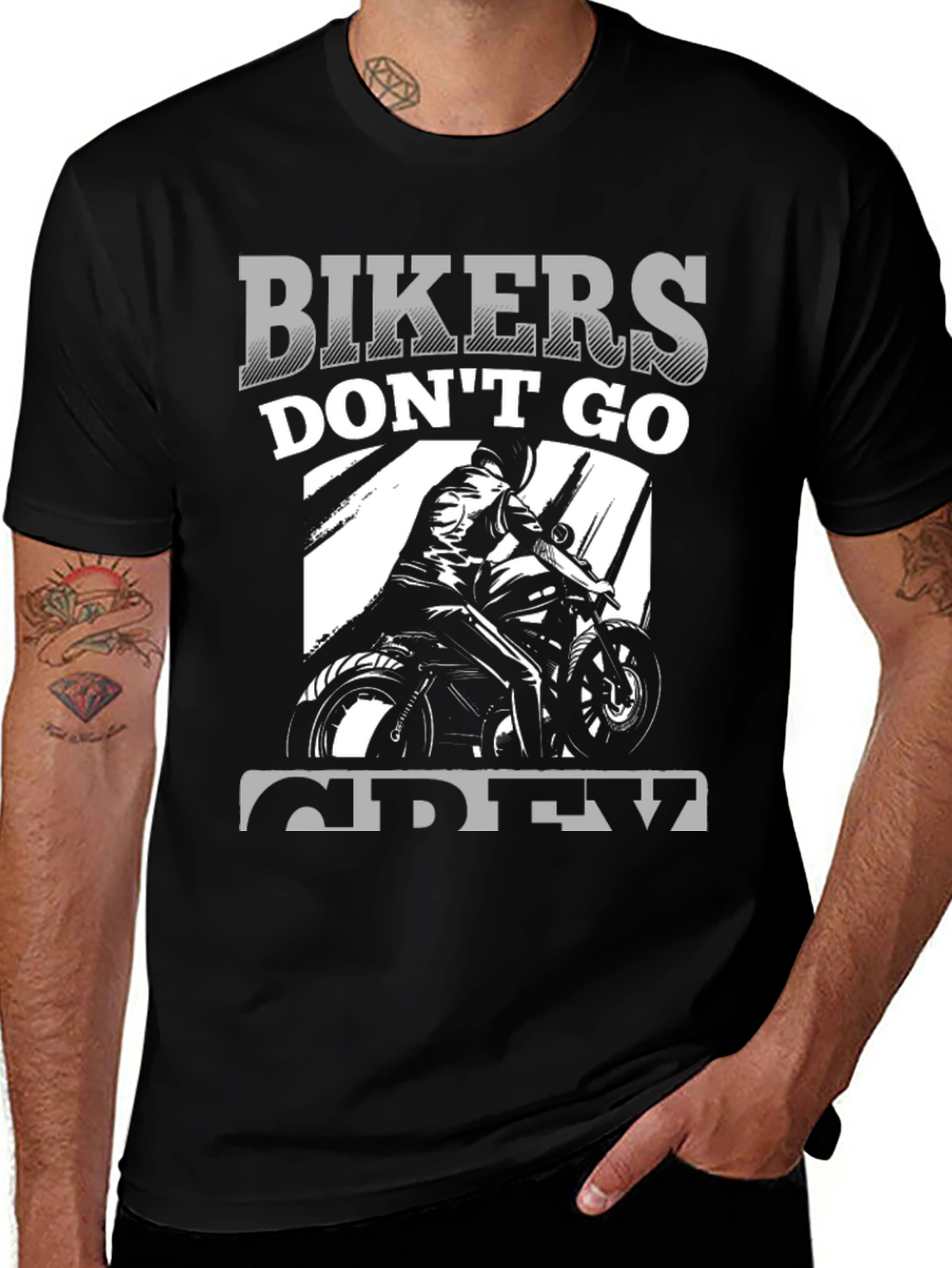 Variant 15 of Bikers Don't Go Grey Black T-Shirt