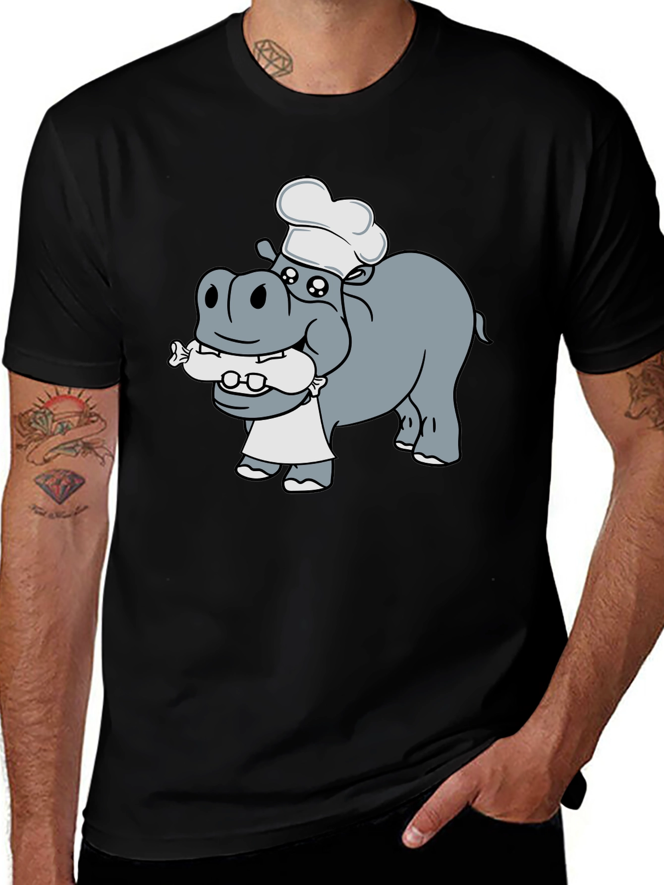 Variant 13 of Chef Hippo T-Shirt - Cute Cartoon Design