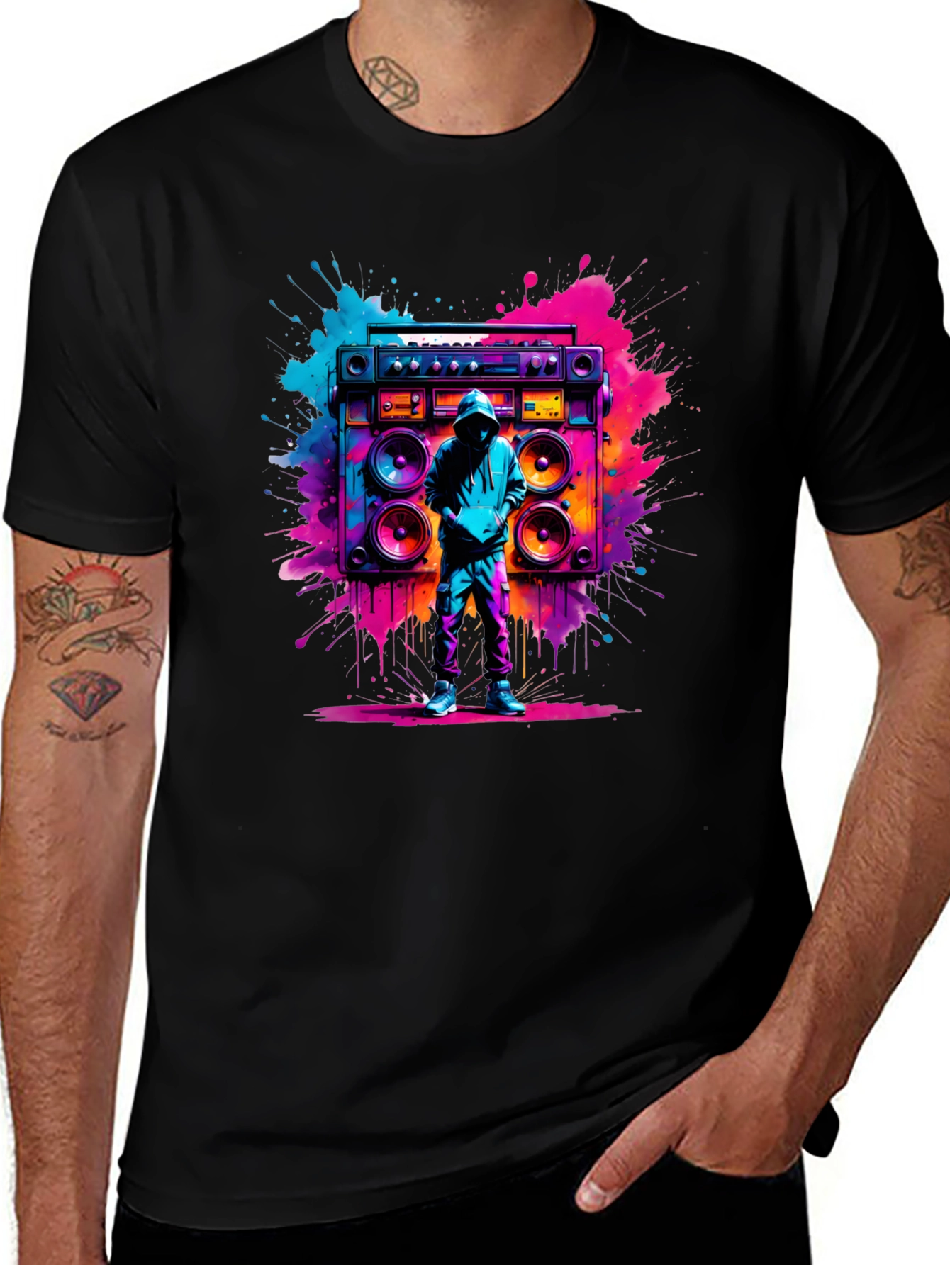 Variant 13 of Retro Boombox Graphic T-Shirt - Vivid Street Style Tee