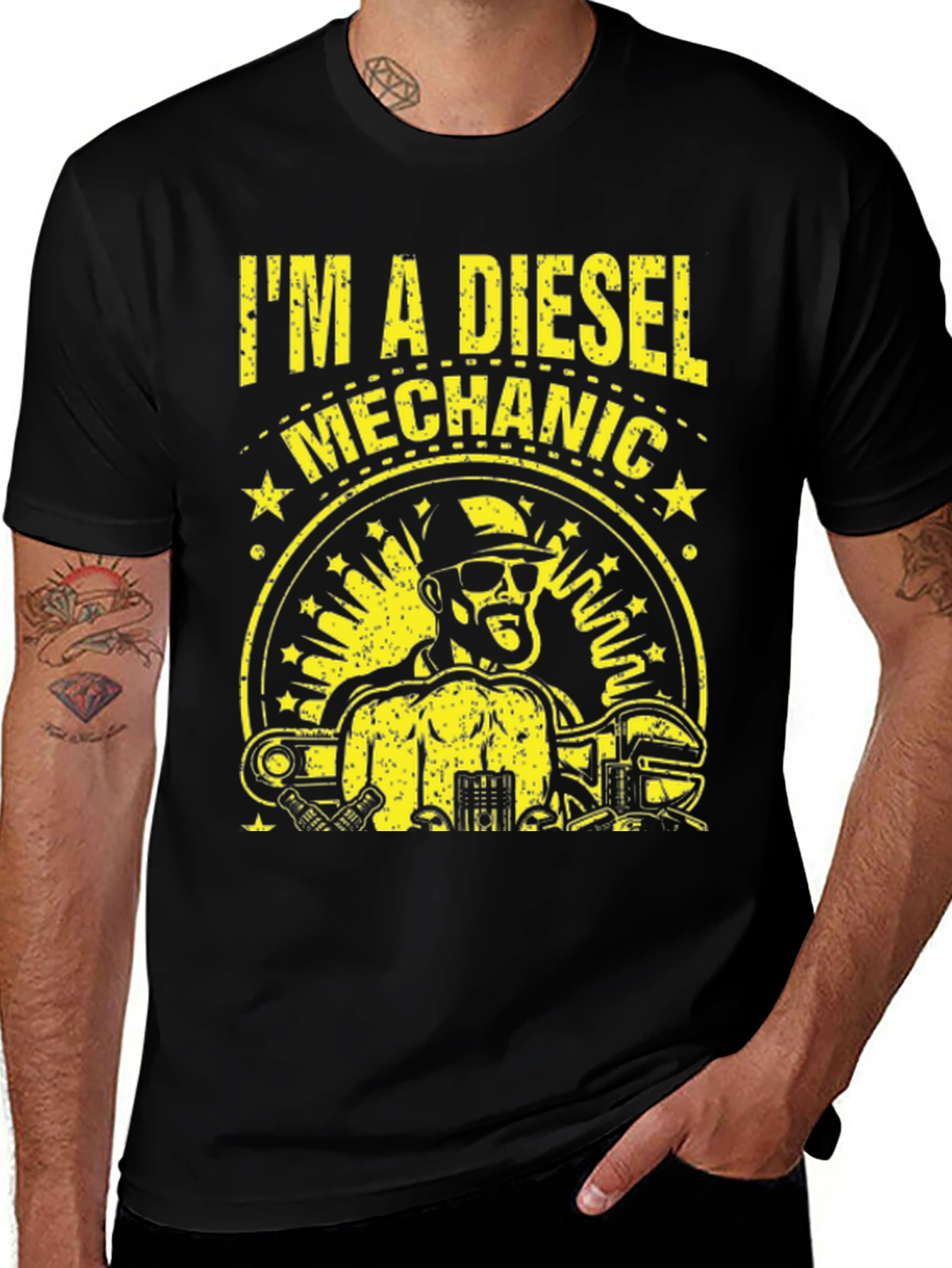 Variant 23 of Diesel Mechanic T-Shirt - Black Cotton Tee