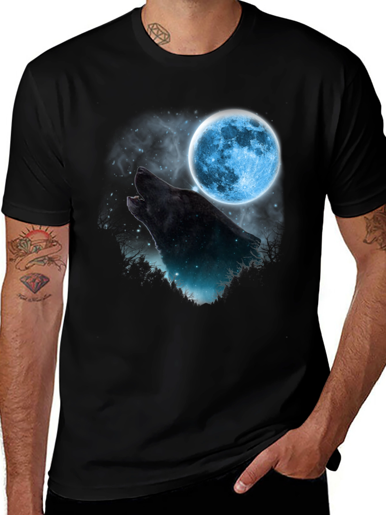 Variant 9 of Wolf Moon Graphic T-Shirt - Black