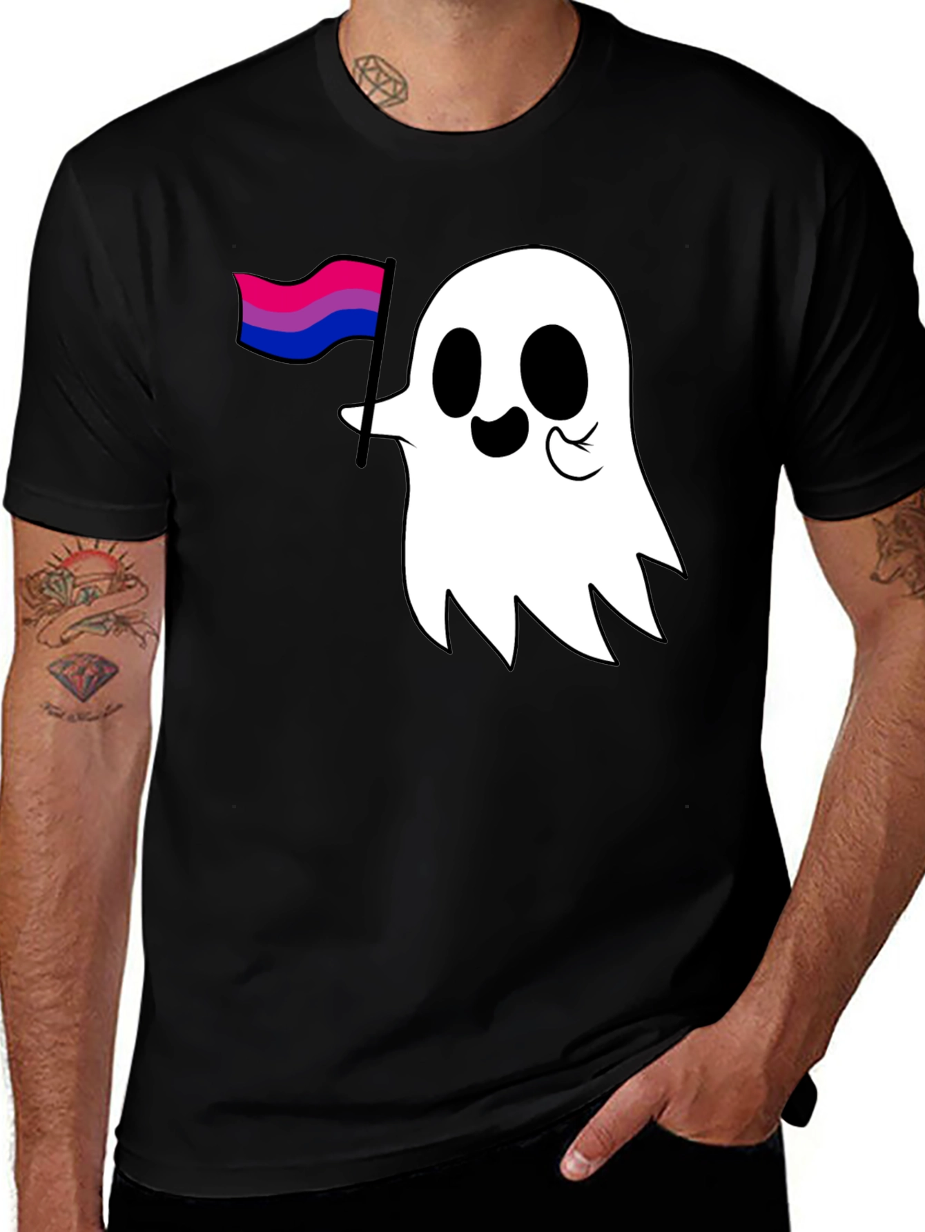 Bisexual Pride Ghost Graphic Tee - Black