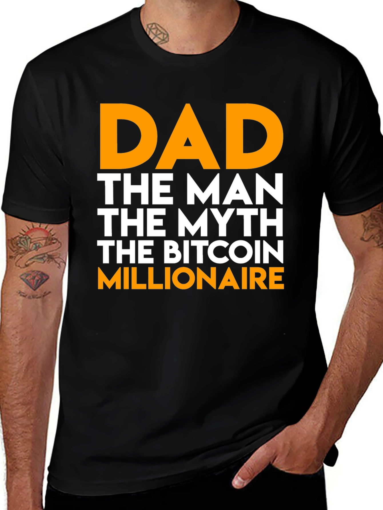 Dad Bitcoin Millionaire Graphic T-Shirt - Black
