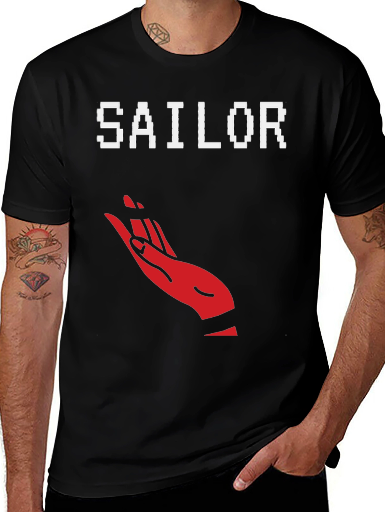 Variant 20 of Sailor Hand Graphic Tee - Black