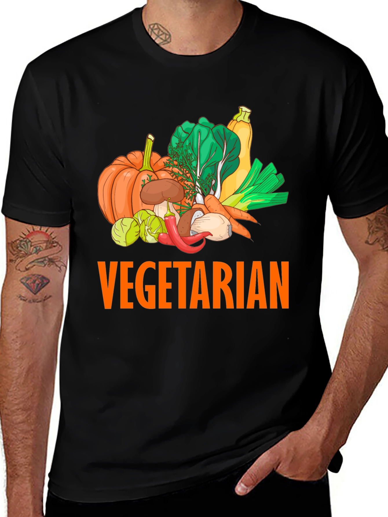 Variant 19 of Vegetarian Graphic Tee - Fresh Veggie Design