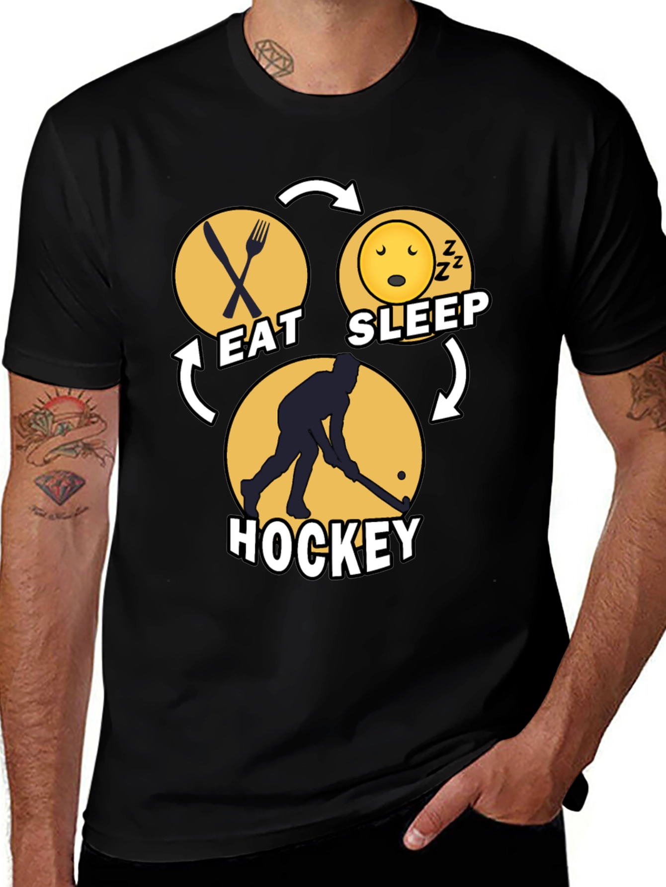 Variant 11 of Eat Sleep Hockey T-Shirt - Funny Sport Tee
