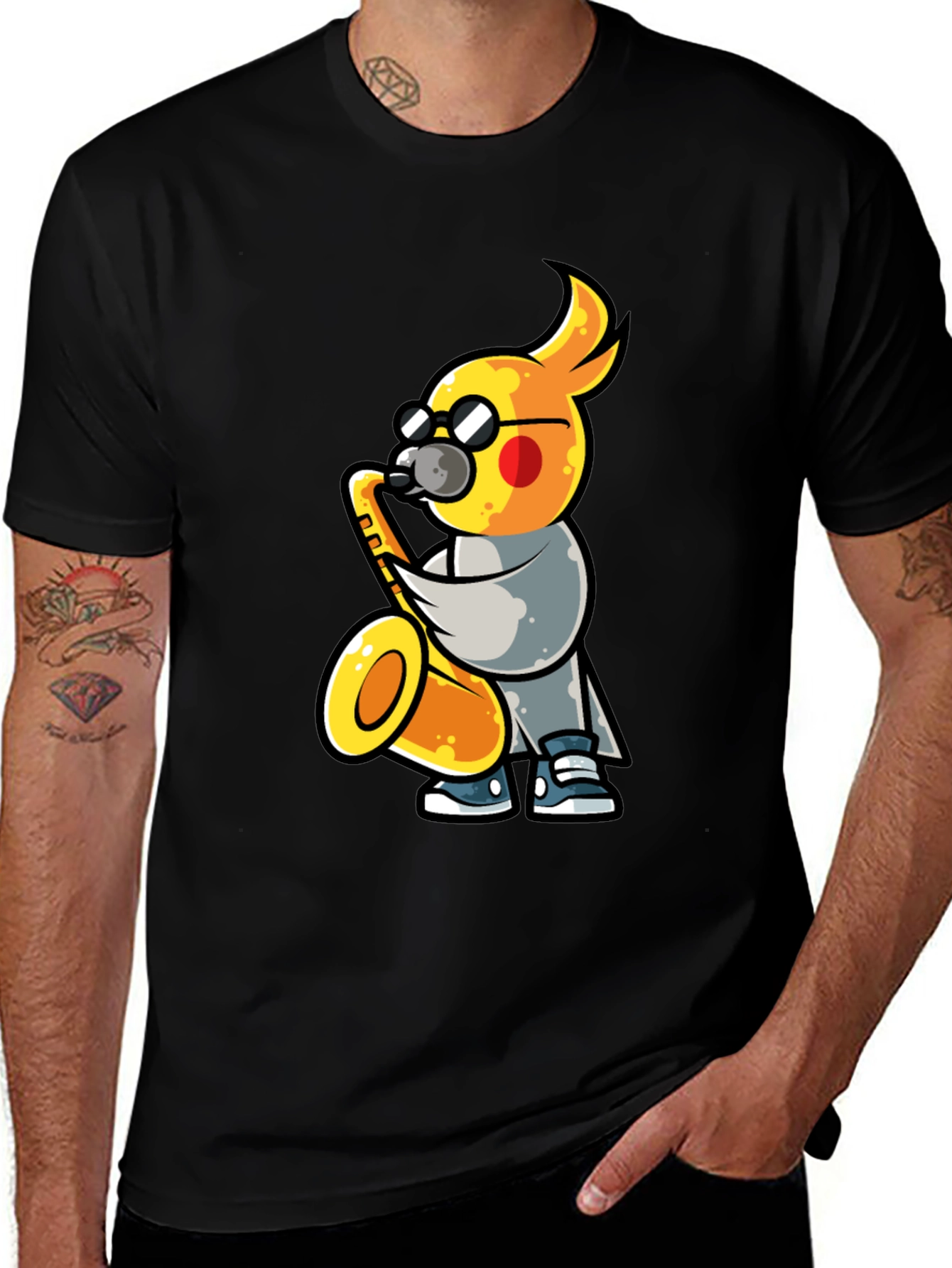 Variant 19 of Cool Cockatiel Saxophone Player T-Shirt