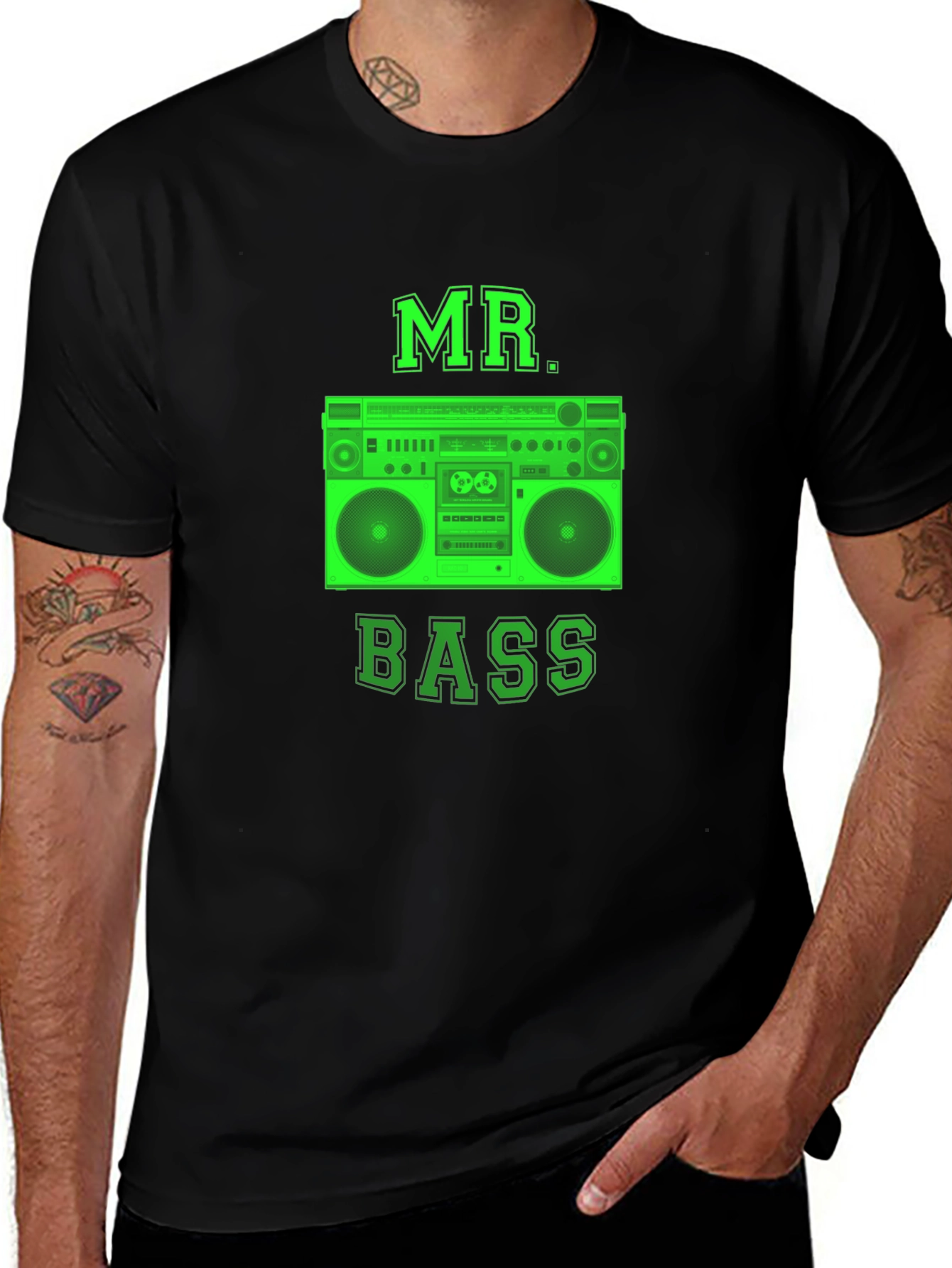 Variant 25 of Mr. Bass Graphic Tee - Retro Boombox Design