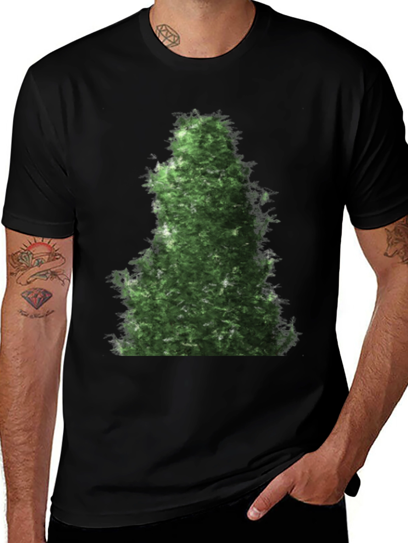 Variant 20 of Green Tree Graphic Black T-Shirt