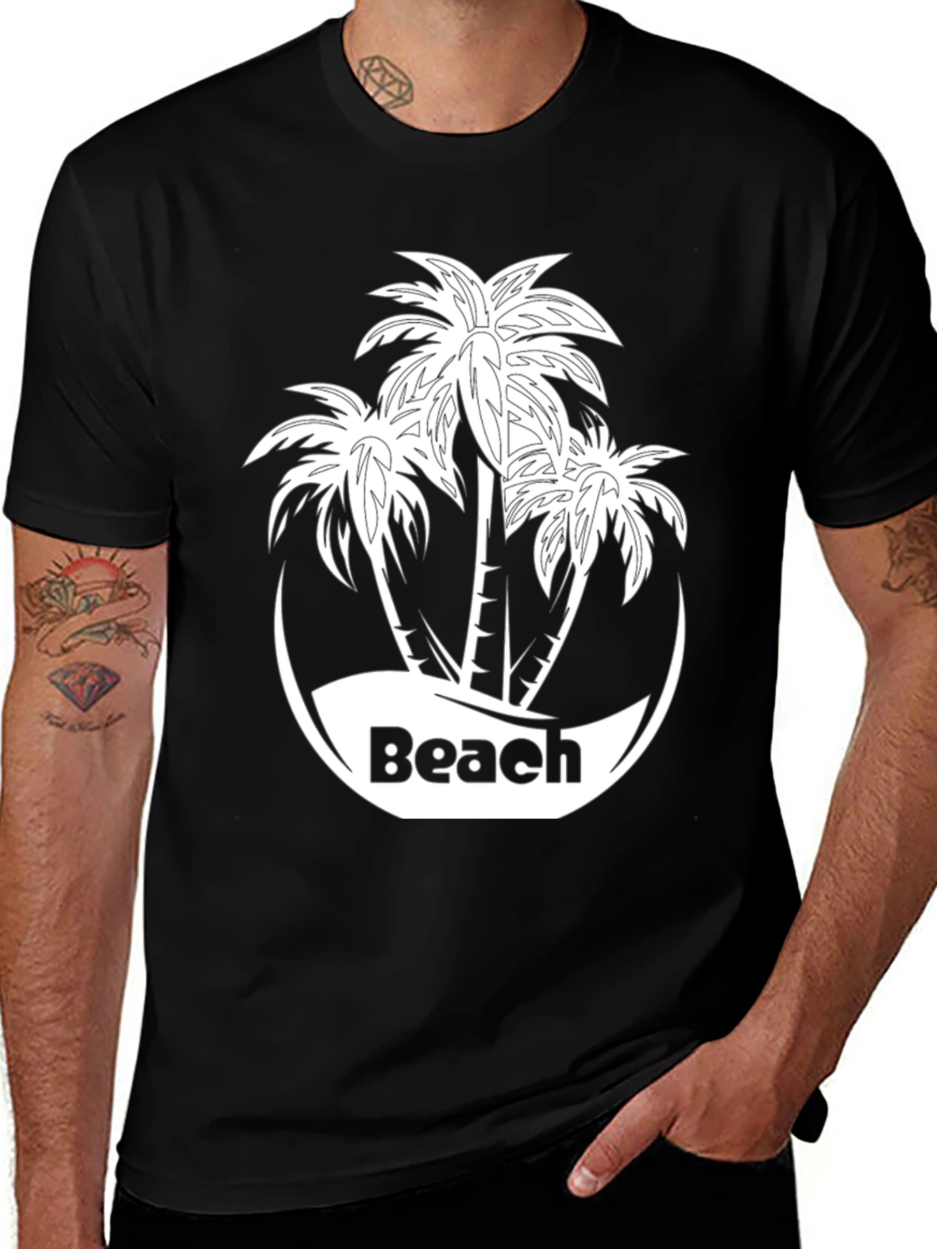 Variant 12 of Black Beach Palm Tree T-Shirt
