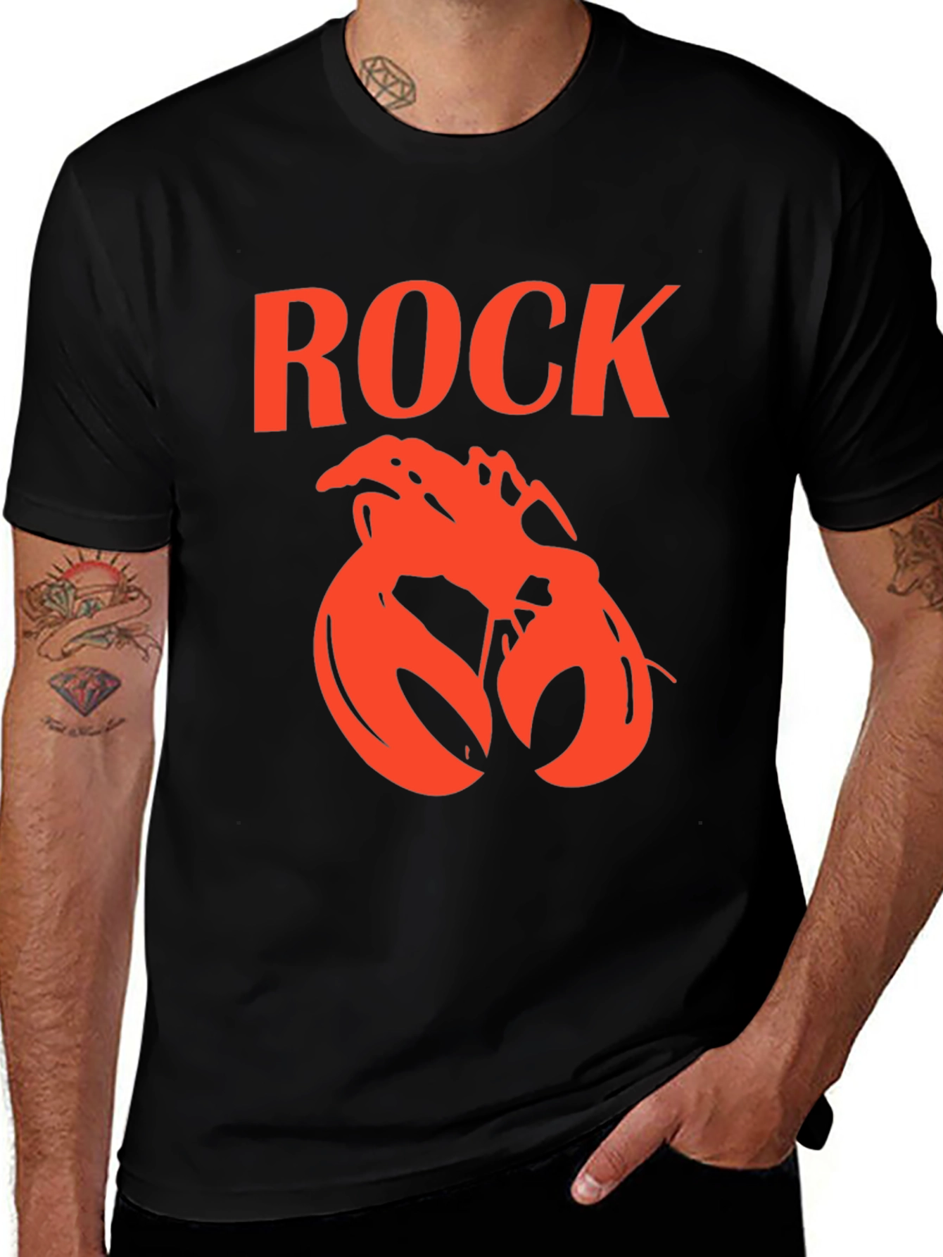 Variant 6 of Rock Lobster Graphic Tee - Men's Black Cotton T-Shirt
