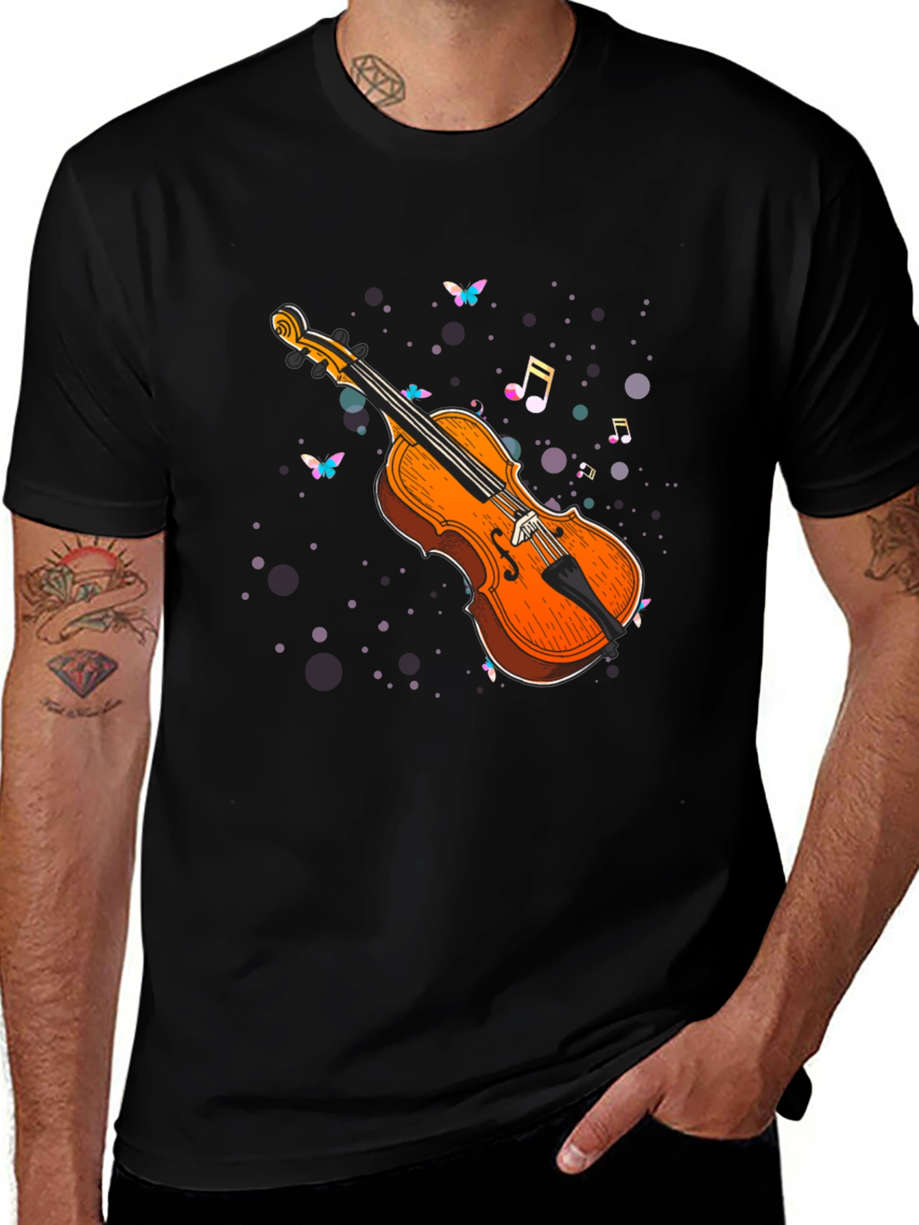 Variant 3 of Violin Music Notes Graphic Tee