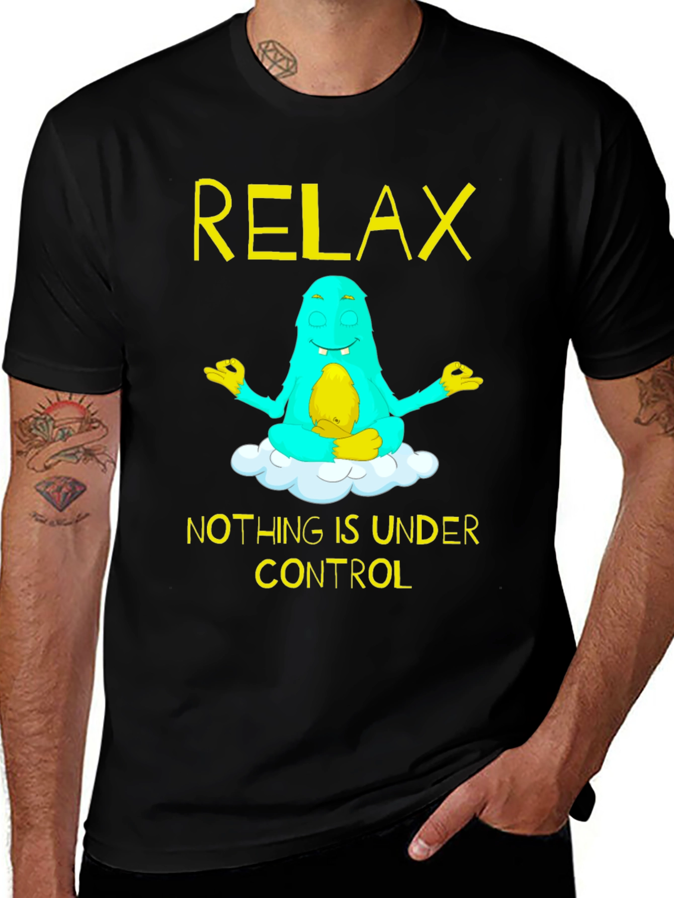 Relax Monster Graphic Tee - Black Cotton T-Shirt