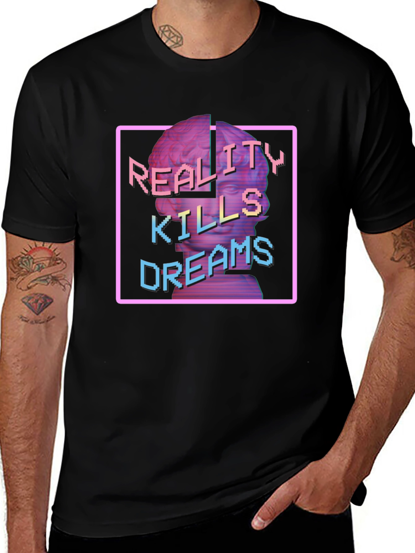 Variant 24 of Reality Kills Dreams Graphic T-Shirt - Black