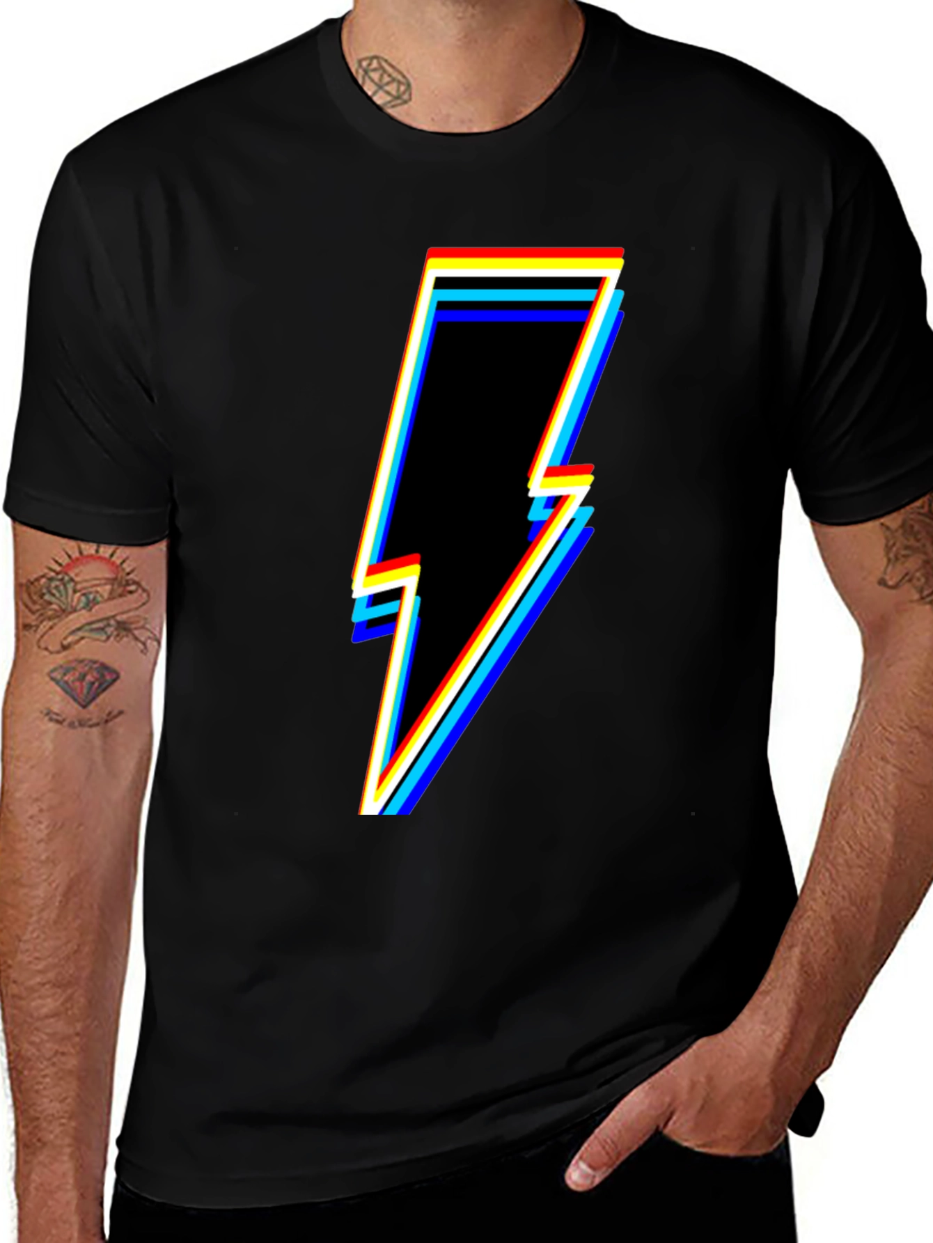 Variant 13 of Retro Lightning Bolt Graphic Tee - Black
