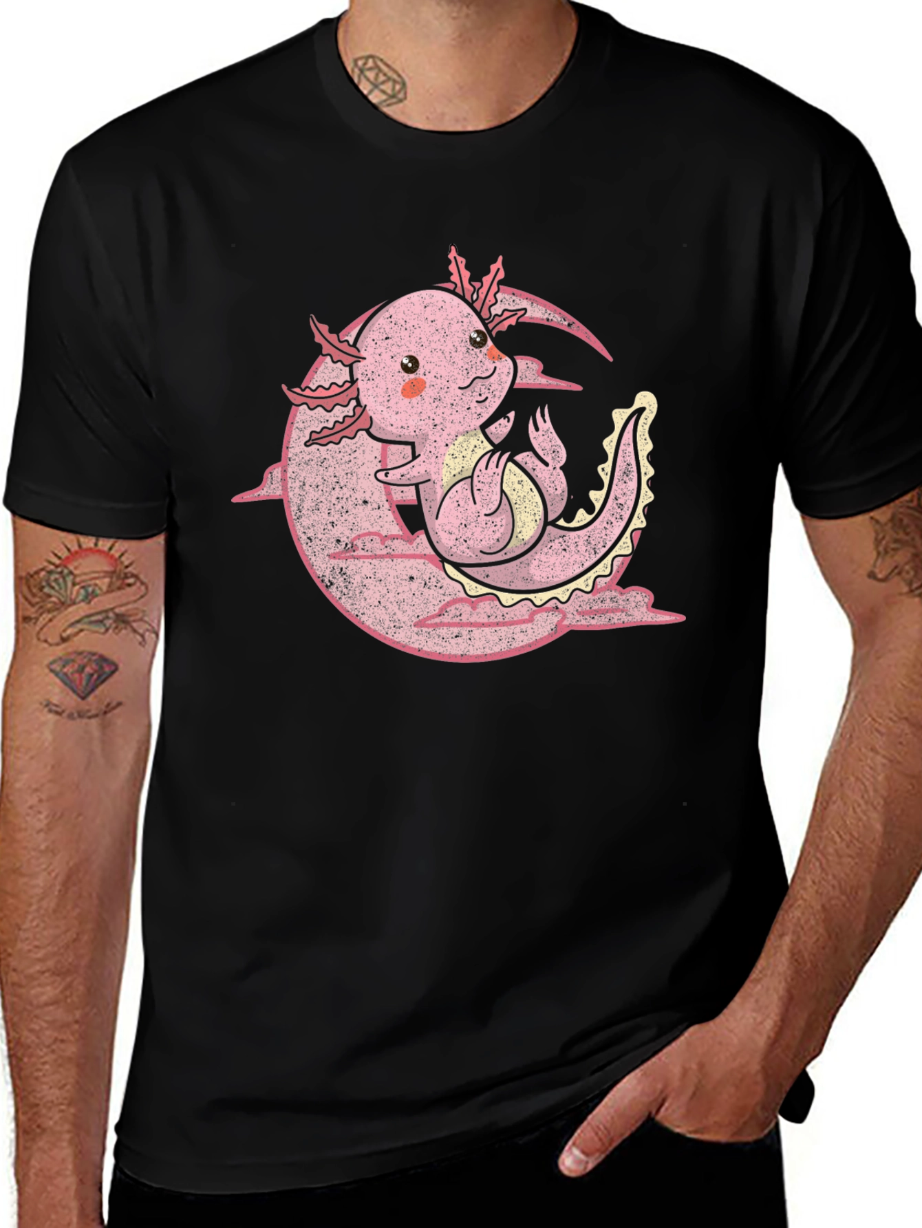 Variant 5 of Axolotl Moon T-Shirt - Kawaii Amphibian Tee