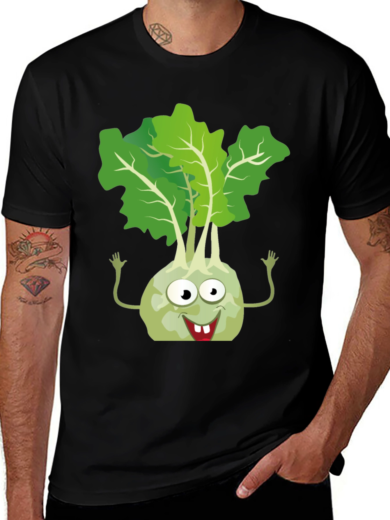 Kohlrabi Cartoon T-Shirt - Fun Vegetable Tee