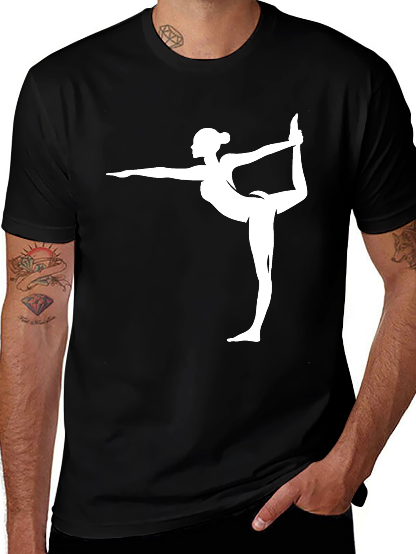 Variant 17 of Yoga Pose Graphic T-Shirt - Black Cotton Tee