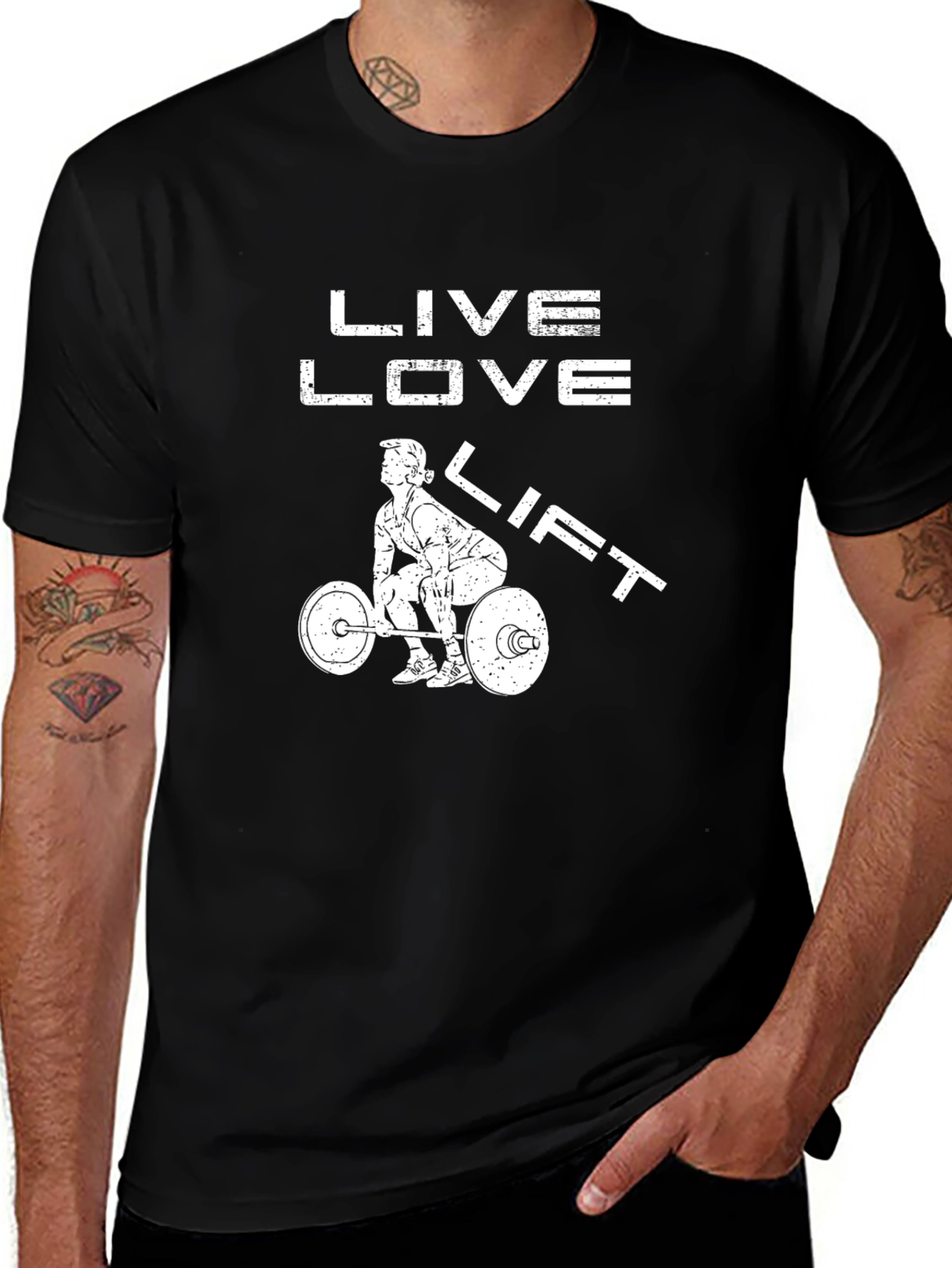 Variant 30 of Live Love Lift Graphic Tee - Black T-Shirt