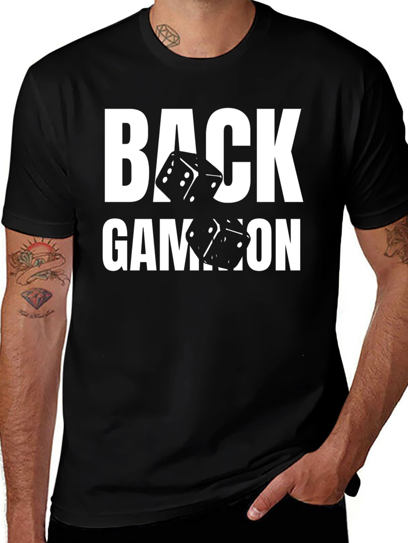 Backgammon Dice Graphic T-Shirt - Black