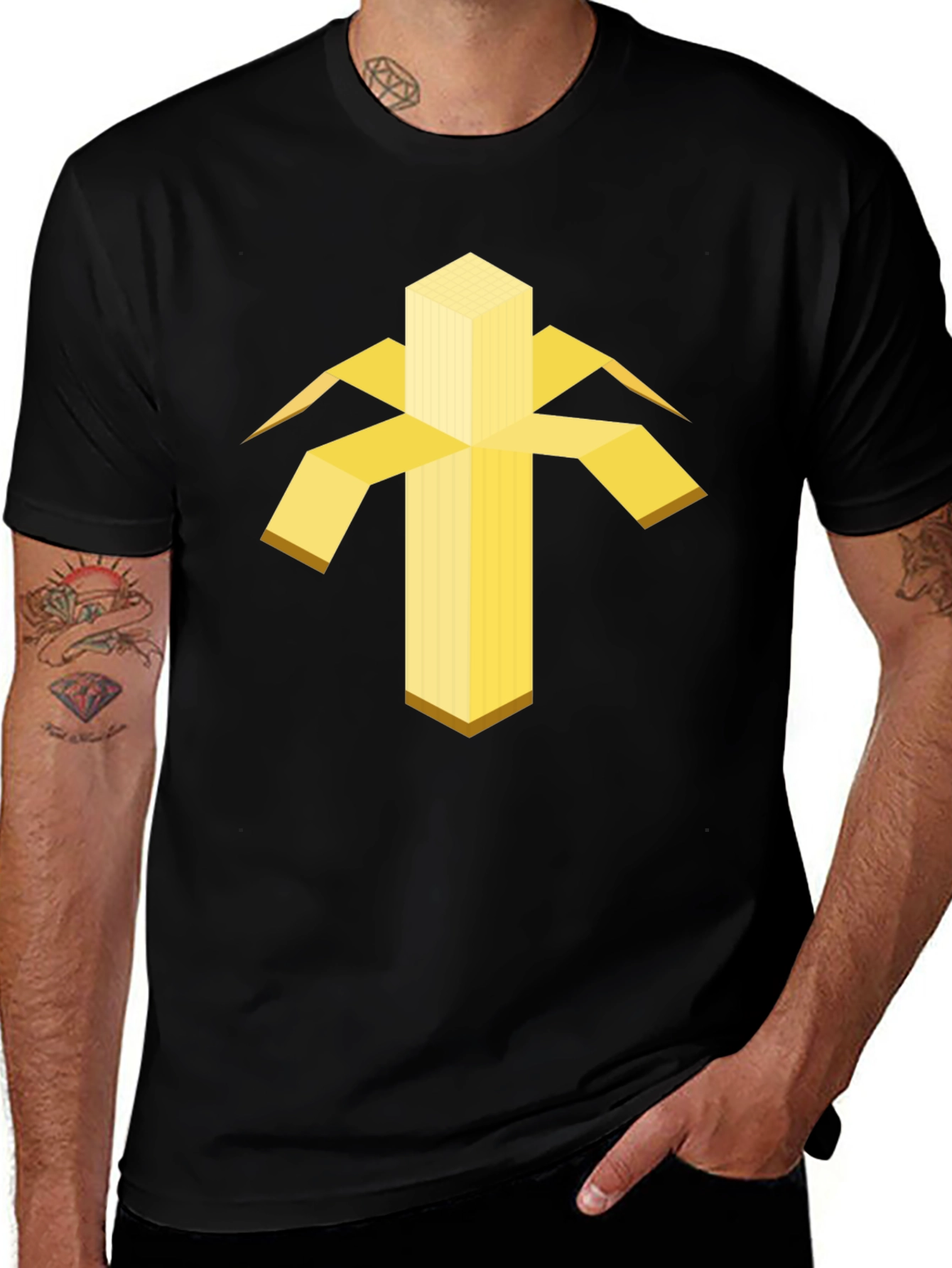 Black Geometric Banana Graphic Tee main image