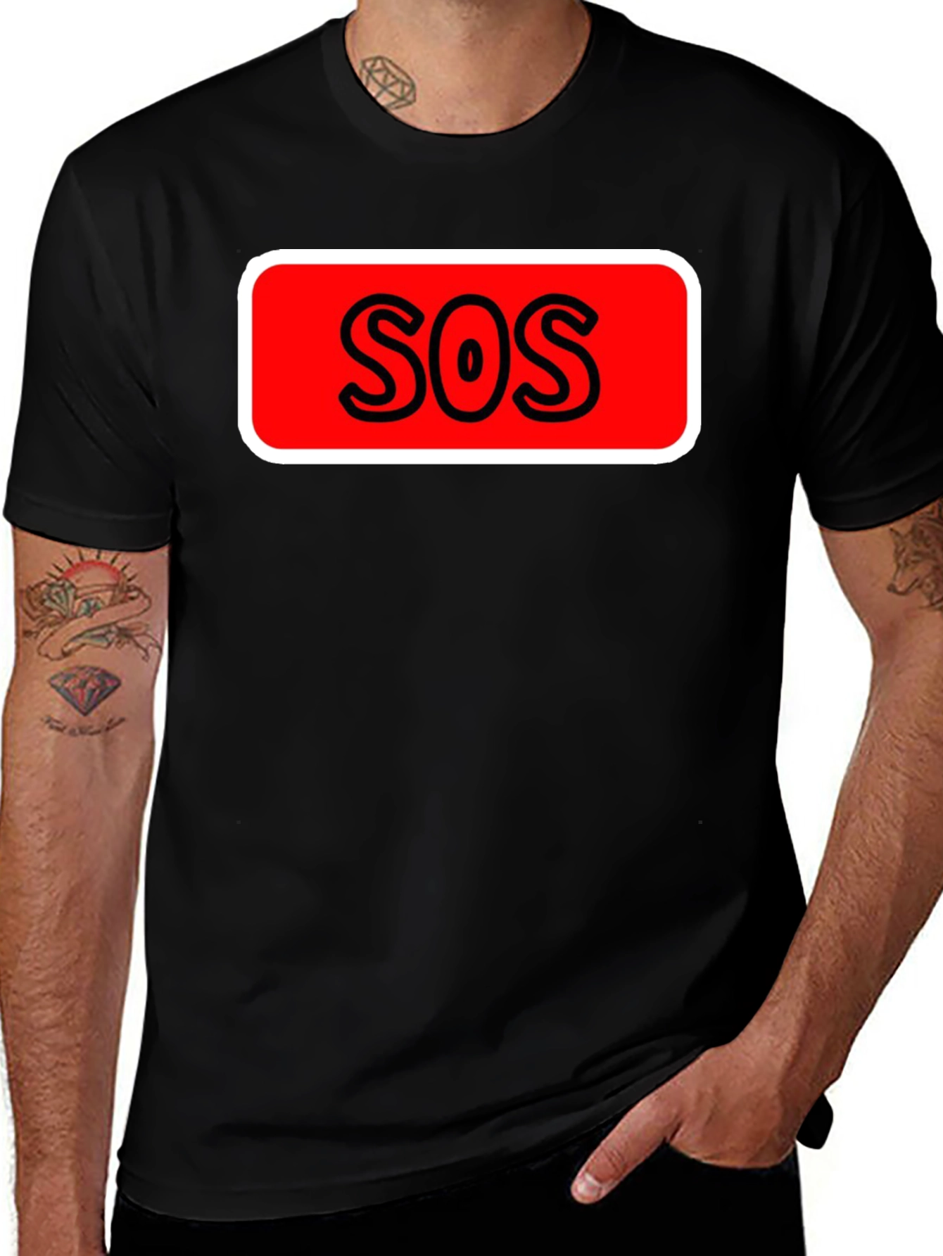 Variant 13 of SOS Graphic Tee - Black Cotton Casual T-Shirt