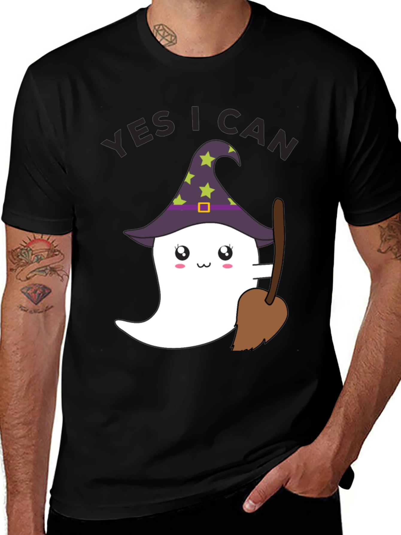 Variant 12 of Cute Ghost Witch T-Shirt - Halloween Tee - Yes I Can