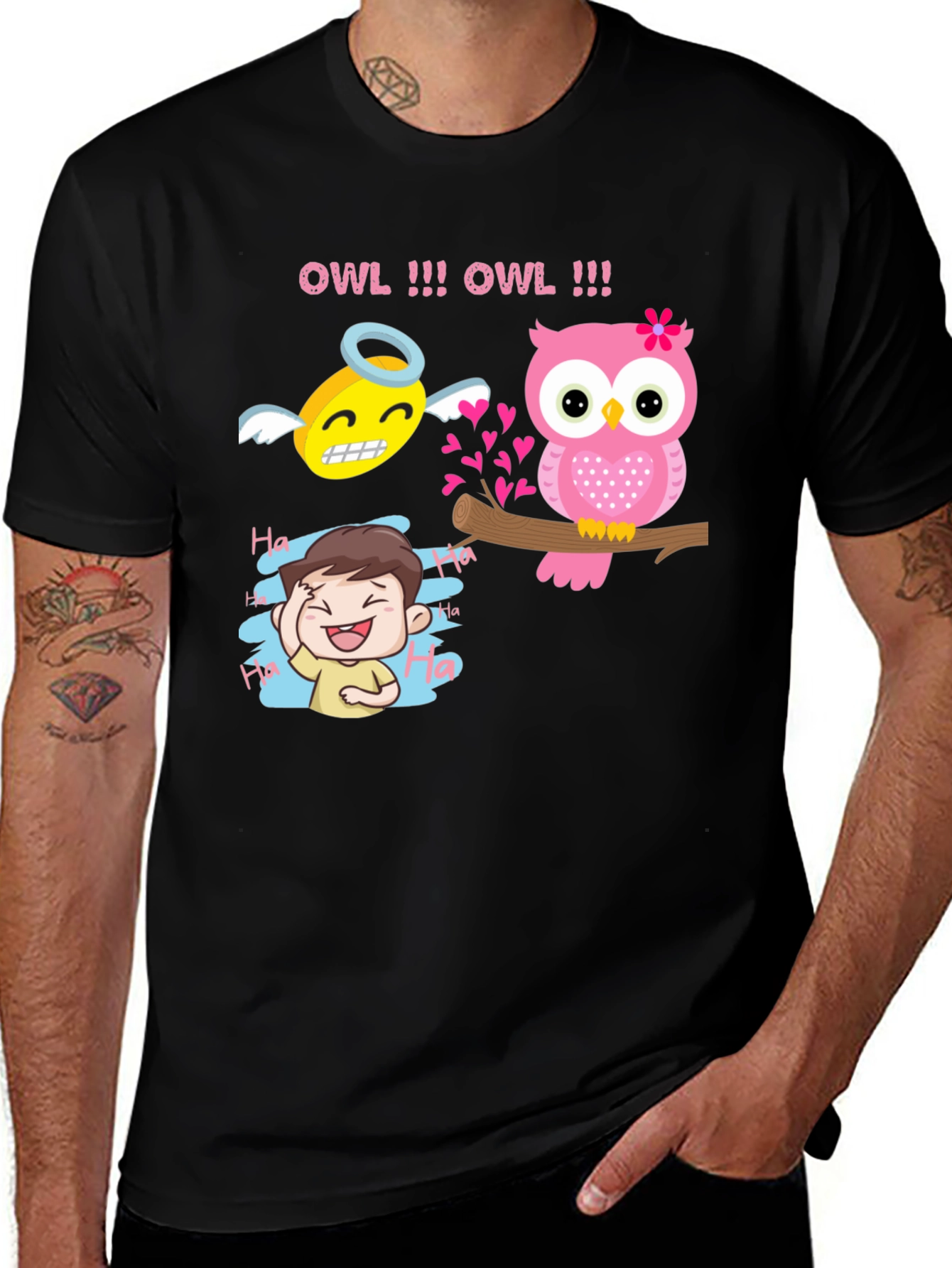 Variant 17 of Funny Owl T-Shirt - Cute Cartoon Tee for Men