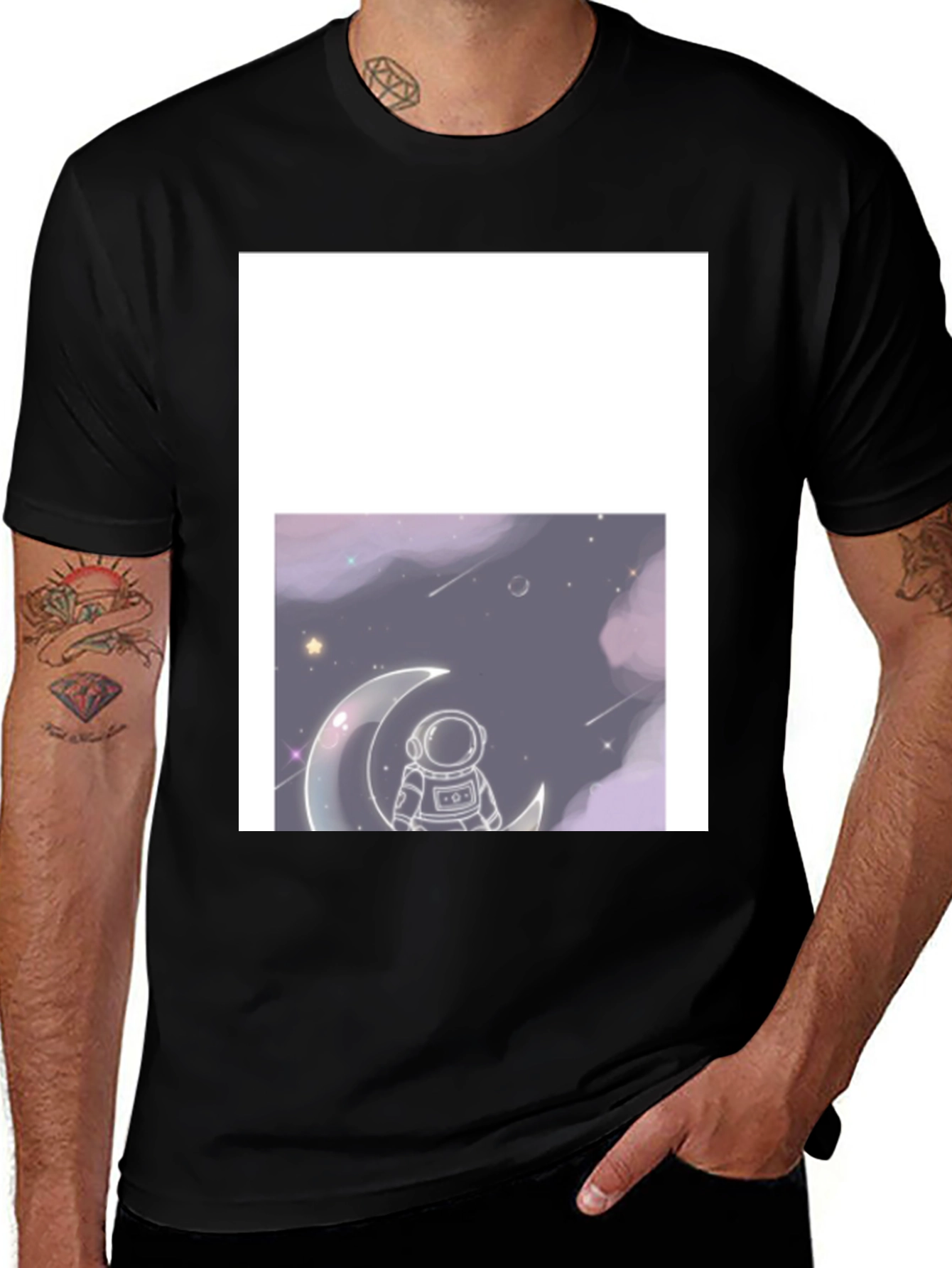 Variant 21 of Astronaut on Moon Black T-Shirt