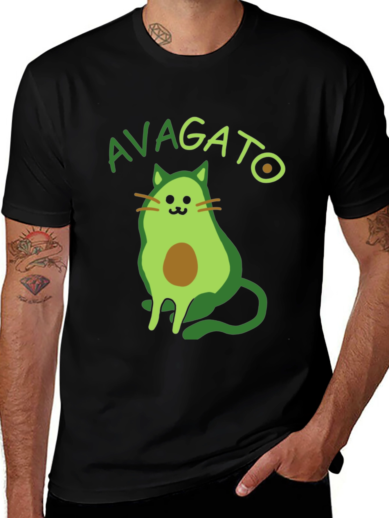 Avagato T-Shirt - Avocado Cat Graphic Tee