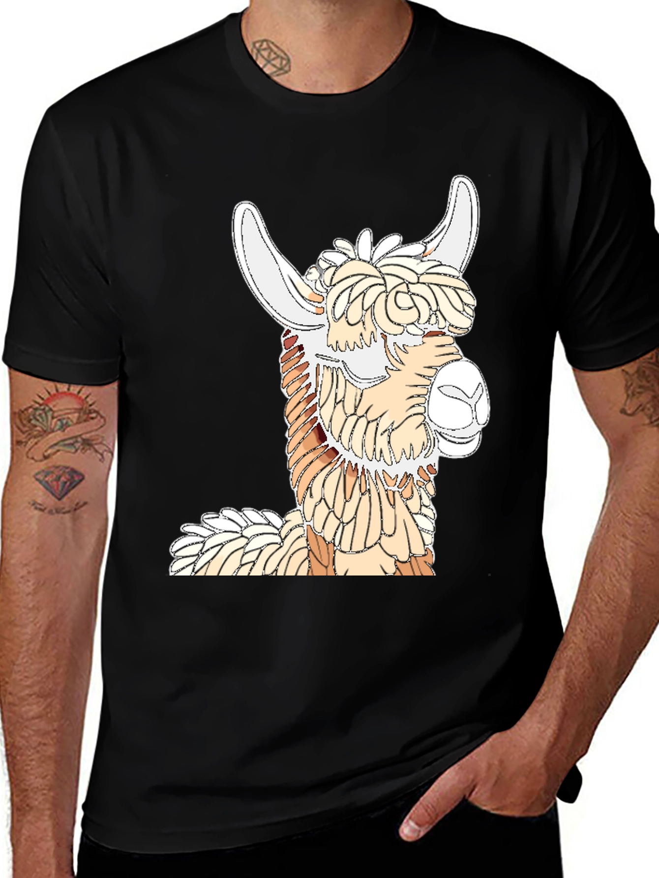 Variant 15 of Llama Graphic Tee - Stylish Black Cotton T-Shirt