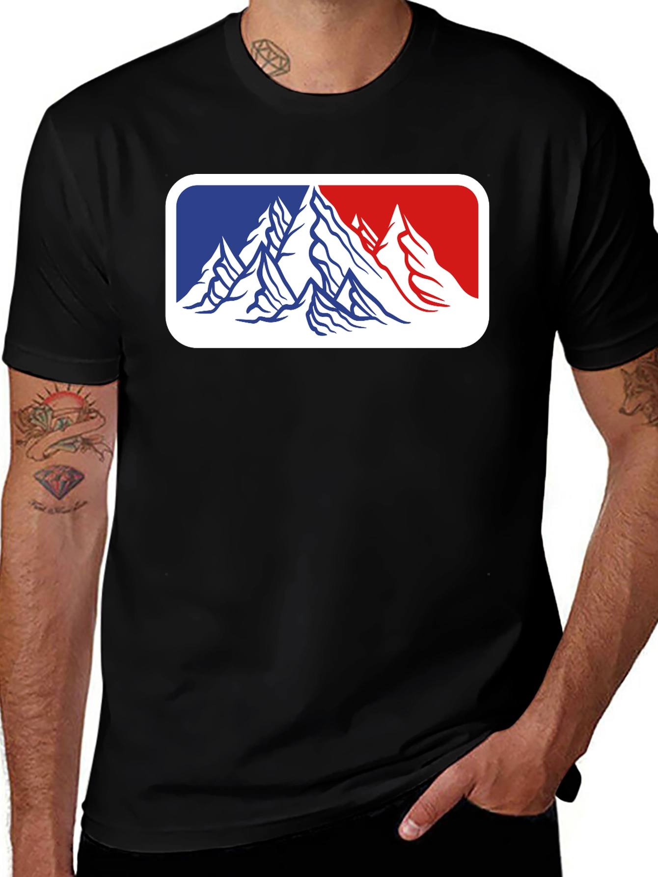 Variant 16 of Mountain Peaks Graphic Tee - Black Cotton Comfort