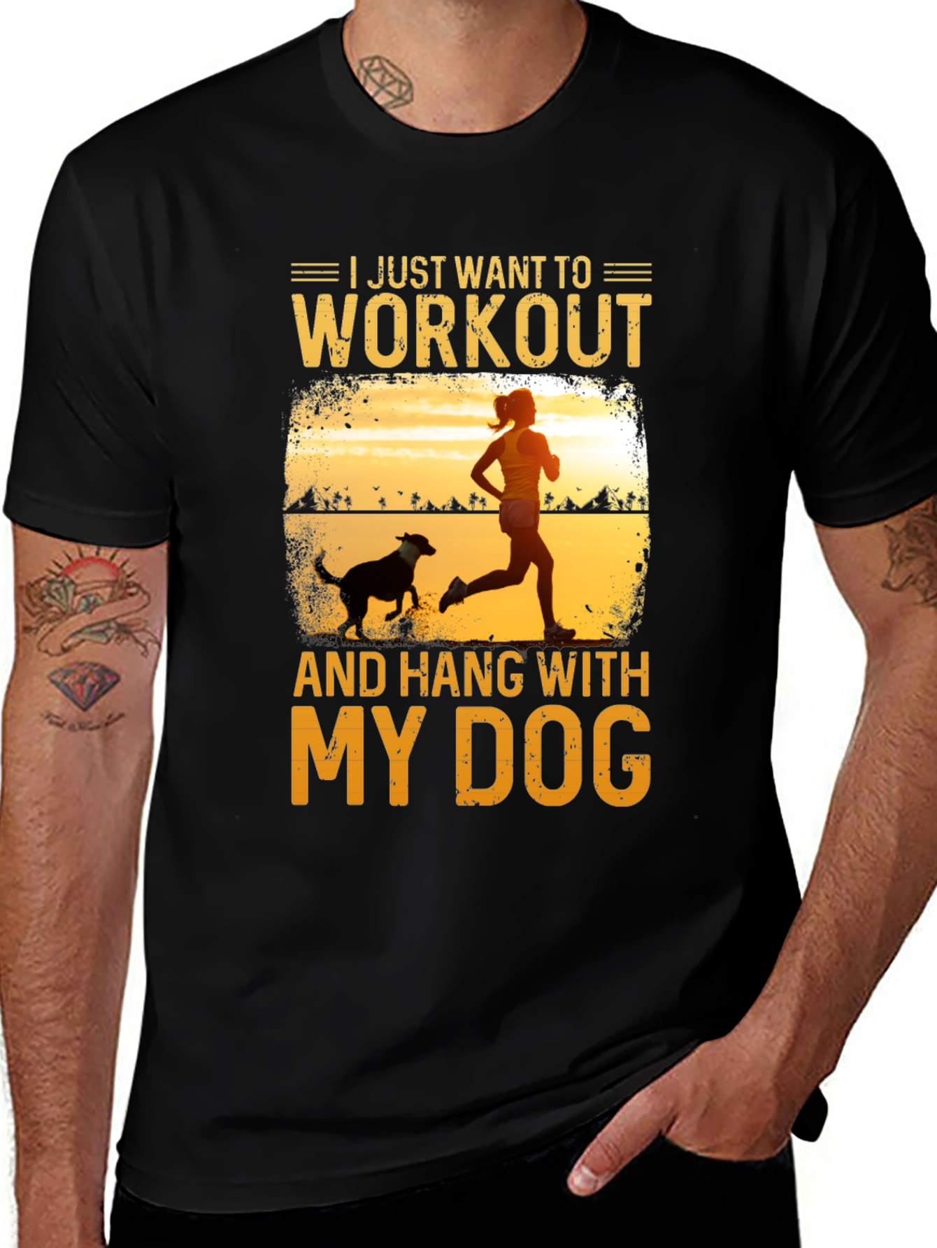 Variant 8 of Workout and Dog Lover Black T-Shirt