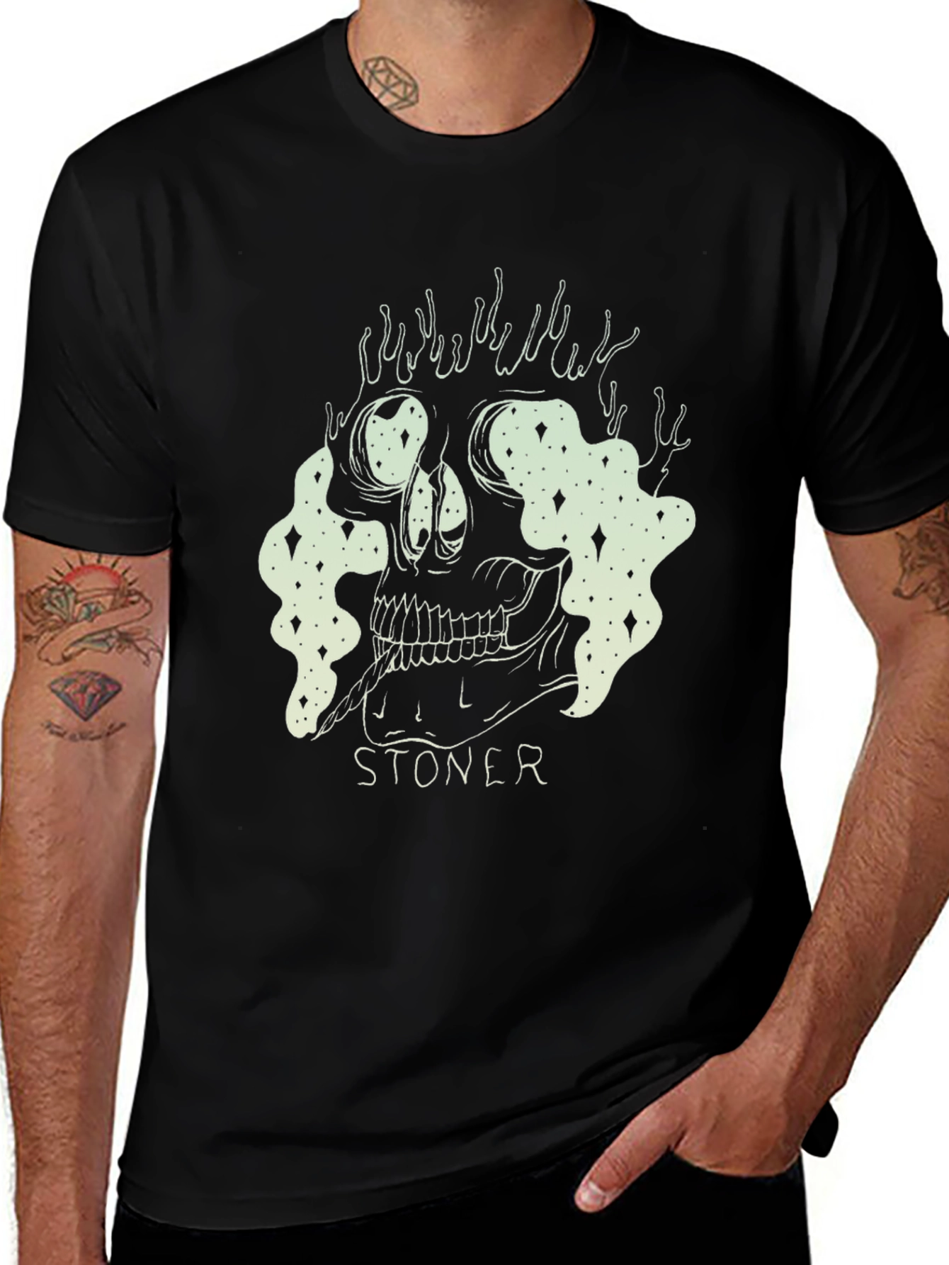 Variant 29 of Stoner Skull Graphic Tee - Unisex Black T-Shirt