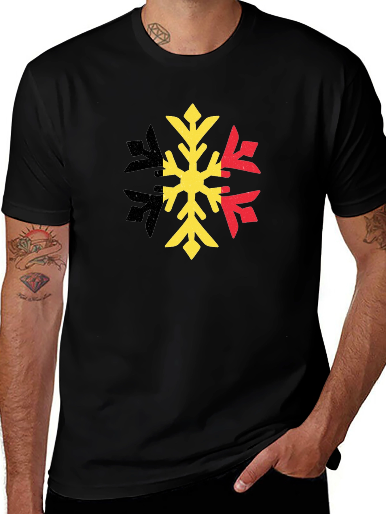 Variant 11 of Belgium Flag Snowflake Graphic T-Shirt