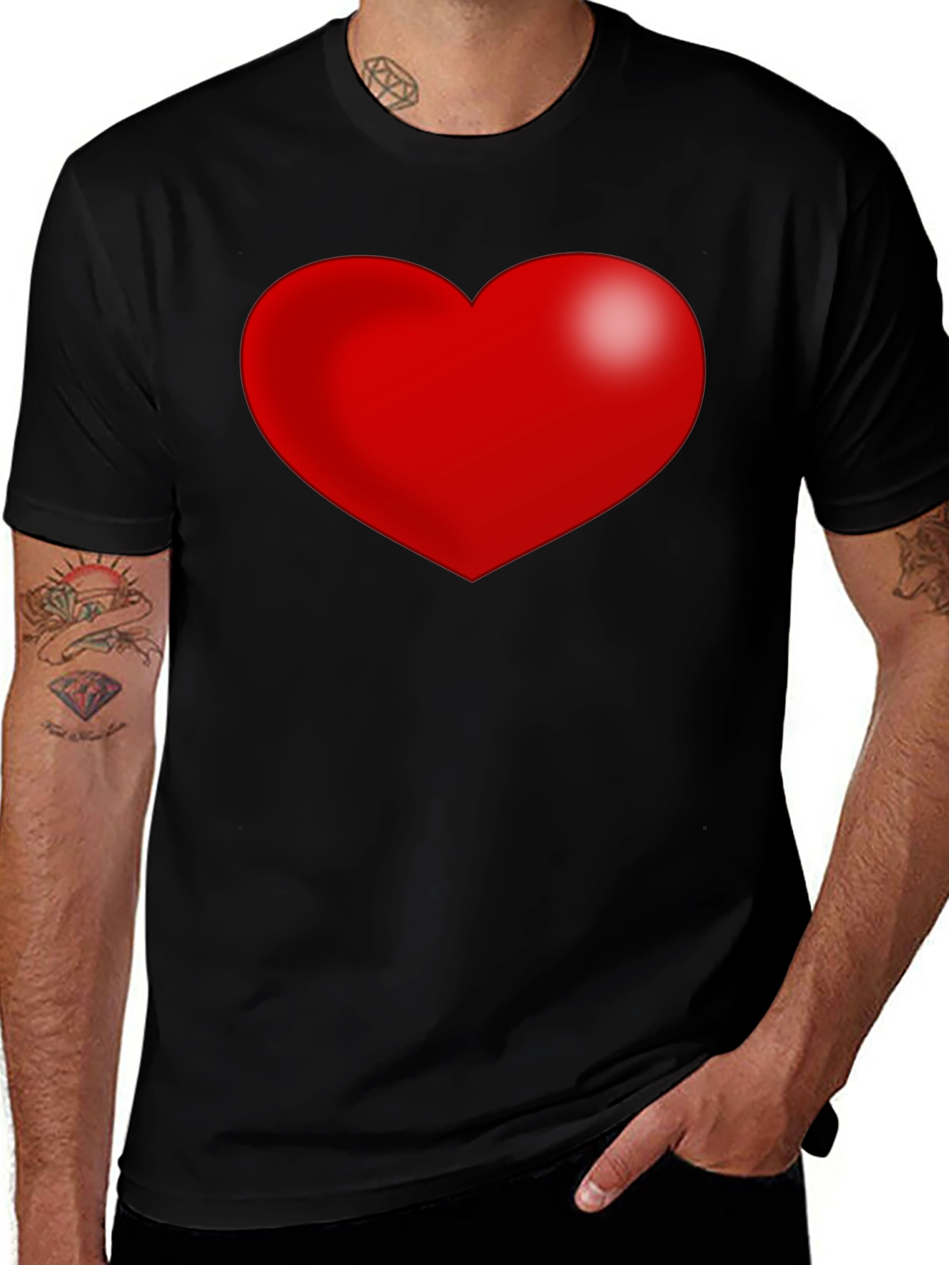 Variant 29 of Heart Graphic Black T-Shirt