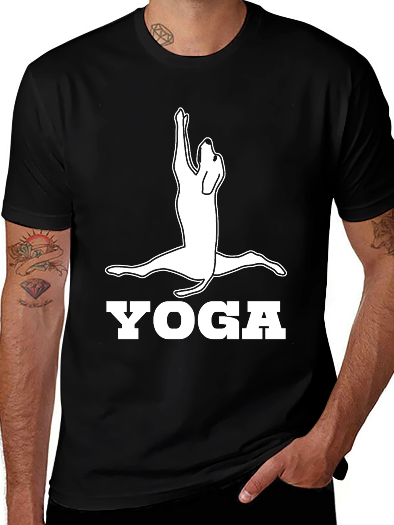 Variant 12 of Yoga Dog Graphic Tee - Black Cotton Shirt
