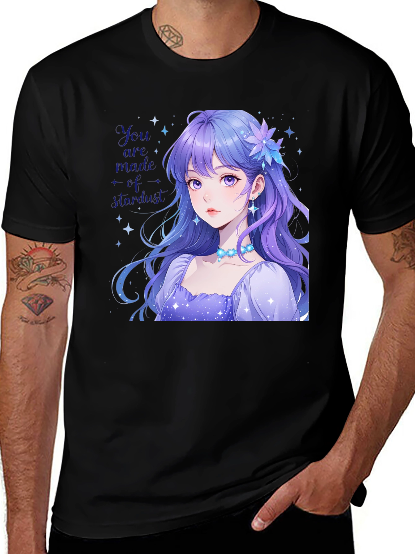 Stardust Anime Girl Graphic T-Shirt - Trendy Cosplay Apparel