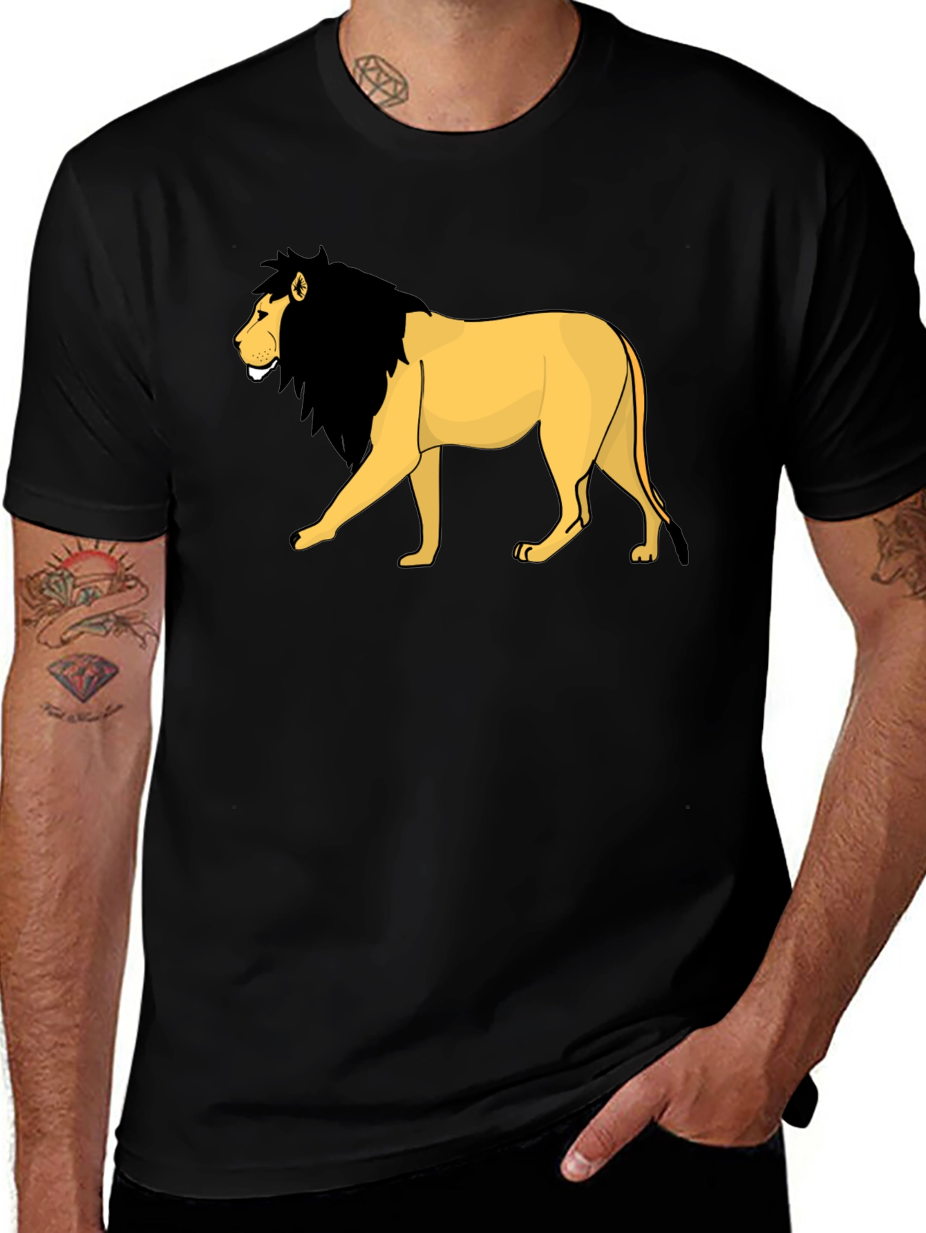 Variant 29 of Lion Graphic Print Black T-Shirt