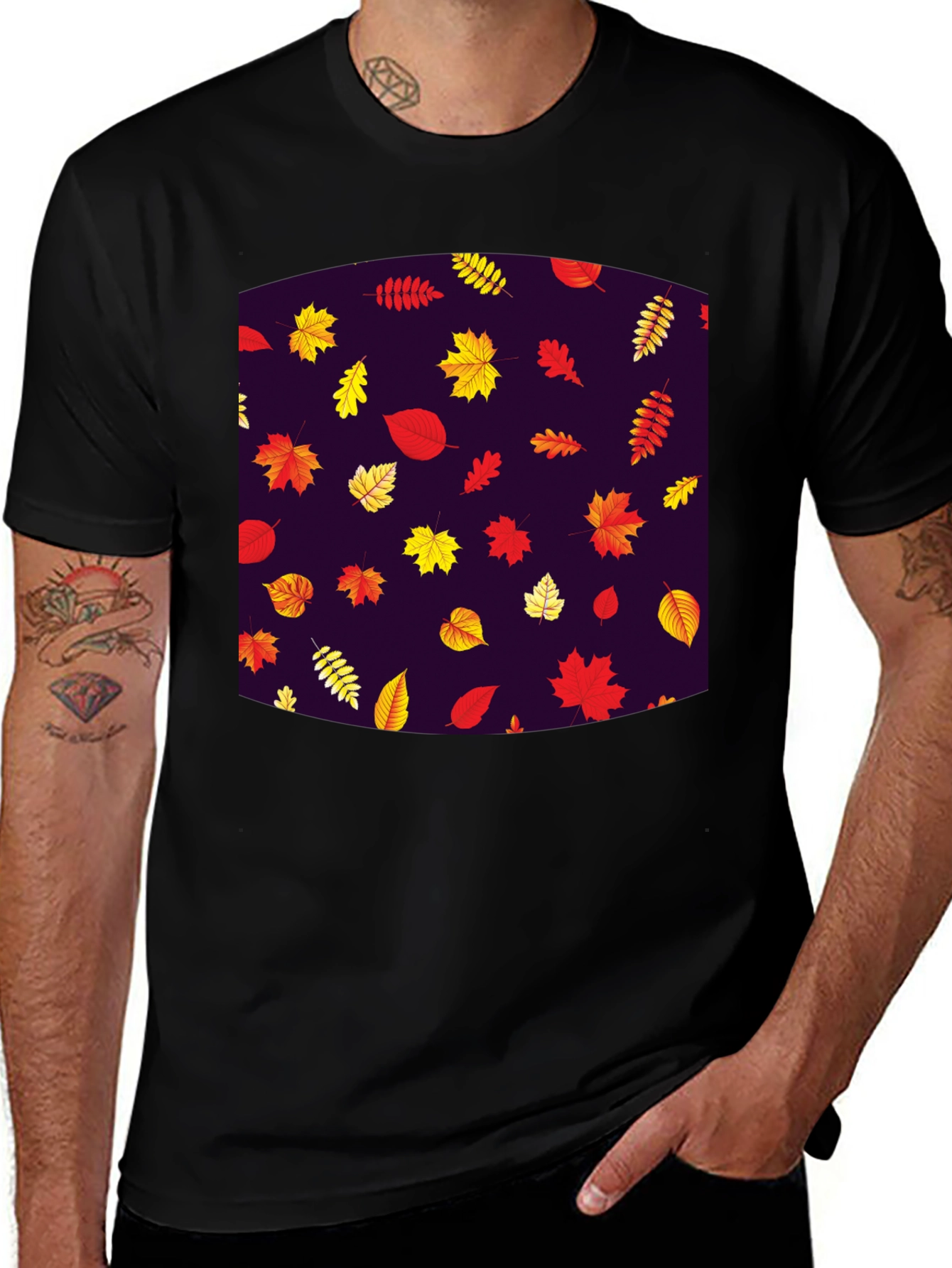Variant 19 of Autumn Leaves Pattern T-Shirt - Stylish Fall Fashion